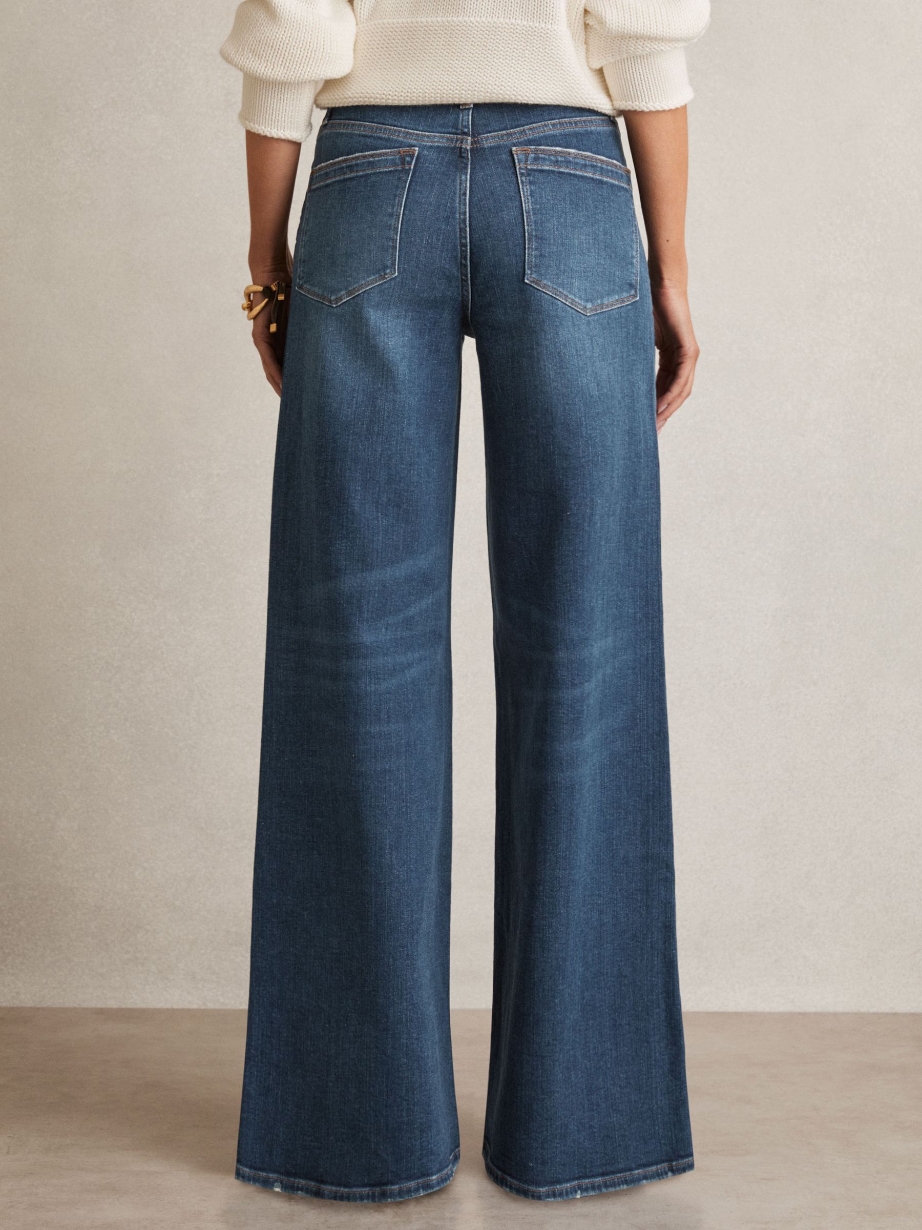 Stretch-Cotton Wide-Leg Jeans in Mid Blue