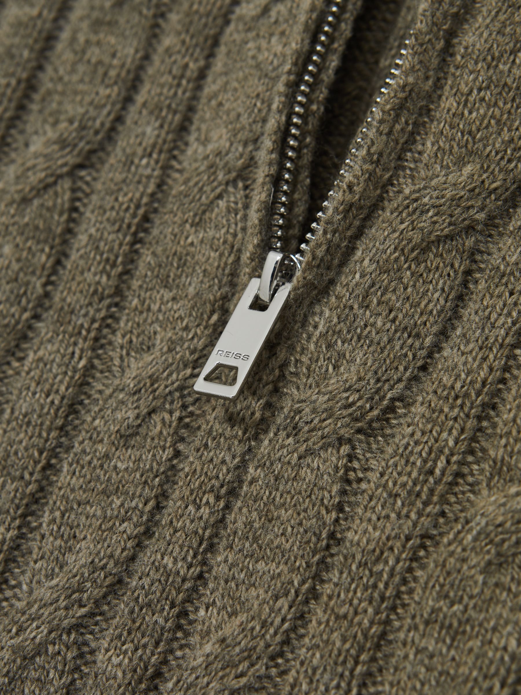 3-9 yrs Wool-Blend Half-Zip Cable Knit Jumper in Sage Green