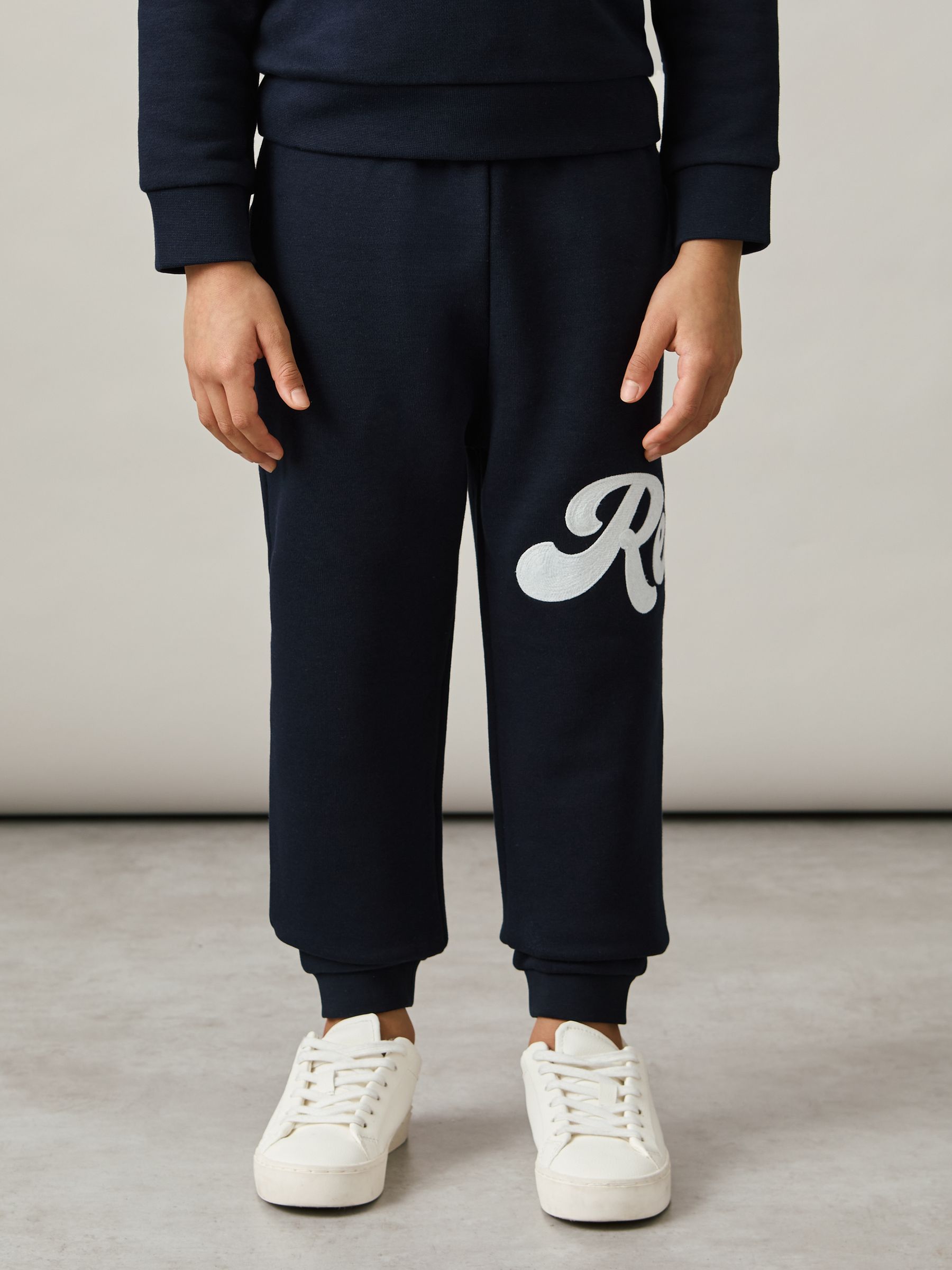 3-9 yrs Cotton-Blend Logo Script Joggers in Navy