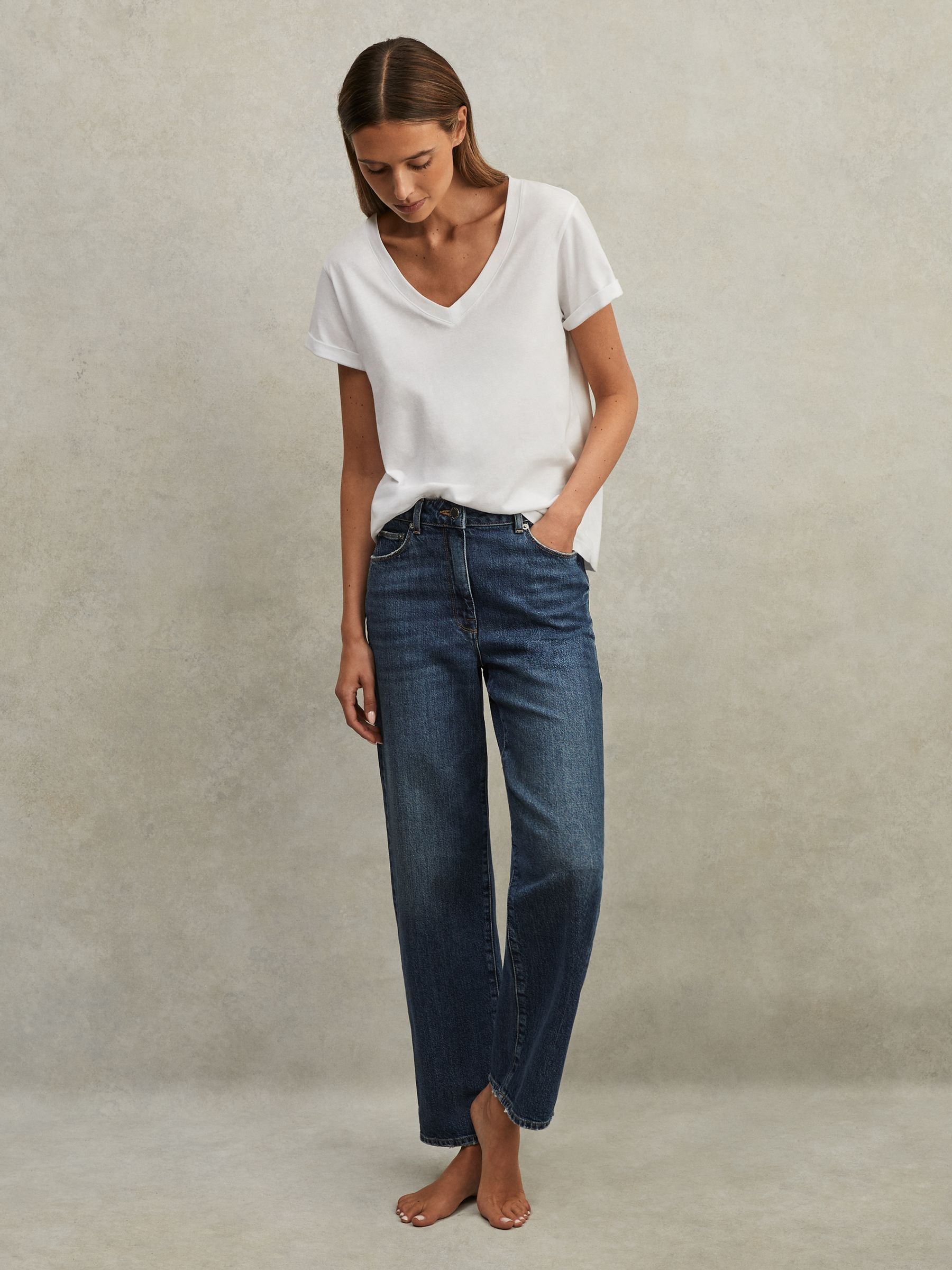 Cotton-Jersey V-Neck T-Shirt in White