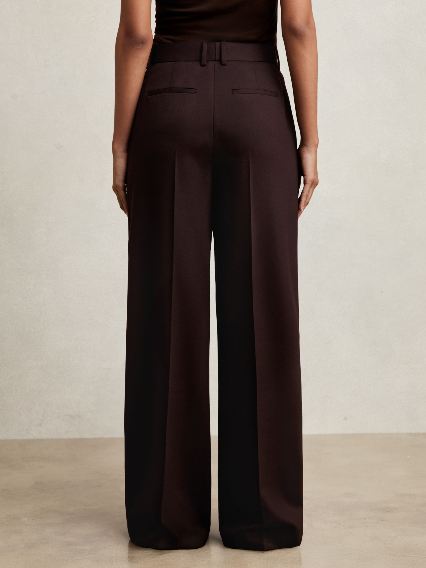 Petite Wool-Blend Wide-Leg Suit Trousers in Aubergine