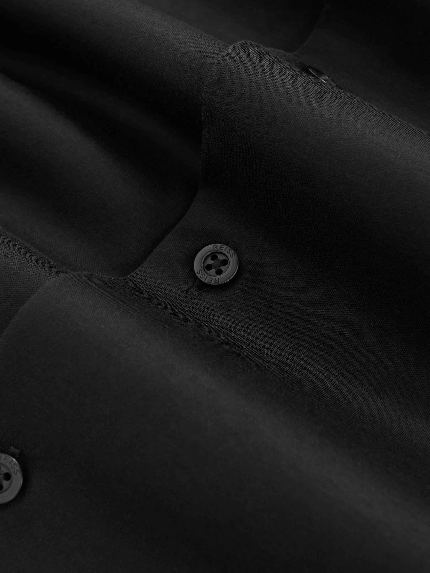 Air-Water Cotton Button-Through Shirt in Black