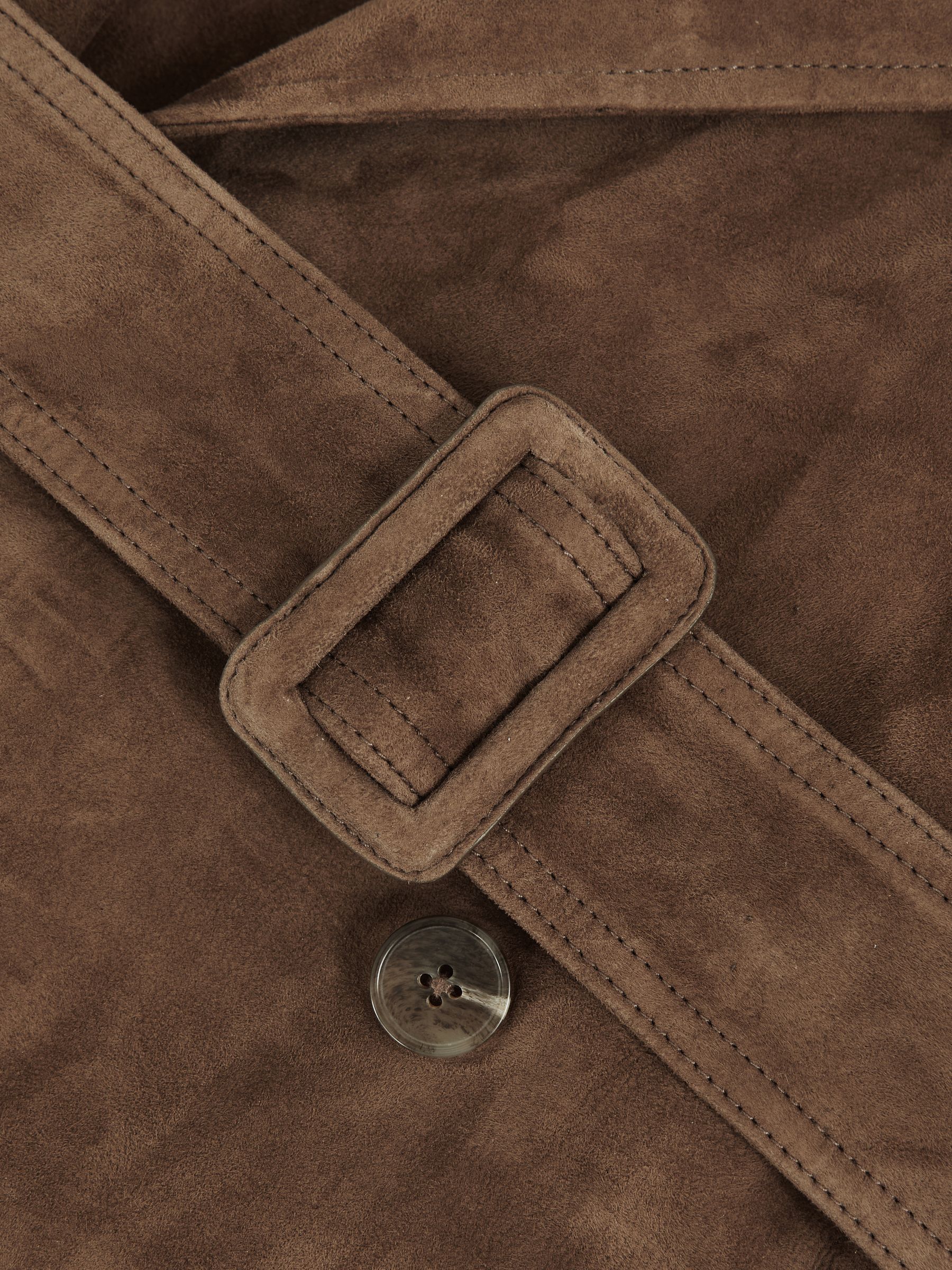 Suede Belted Trench Coat in Taupe Neutral