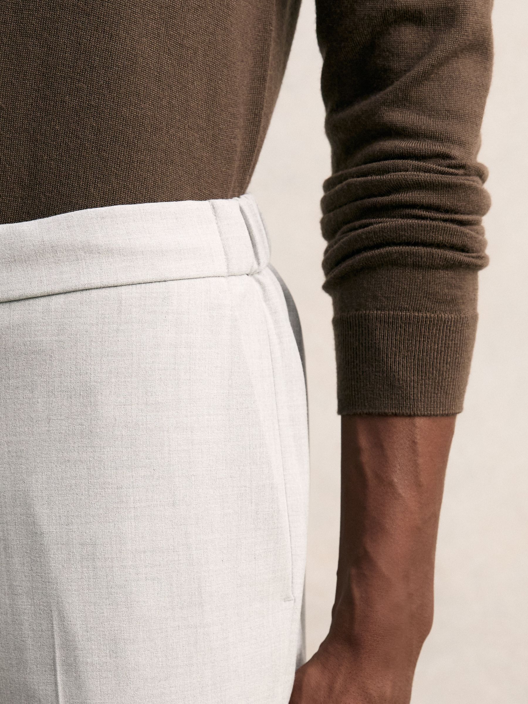 Stretch Slim Fit Drawstring Trousers in Grey