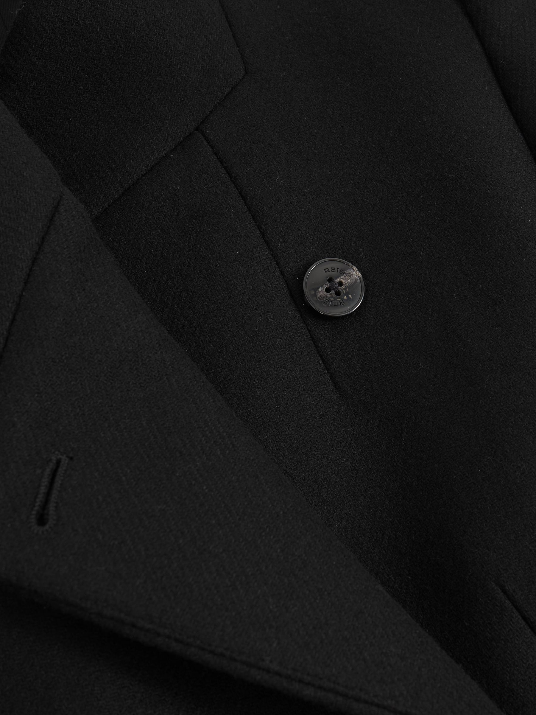 Wool-Blend Wrapover Mid-Length Coat in Black