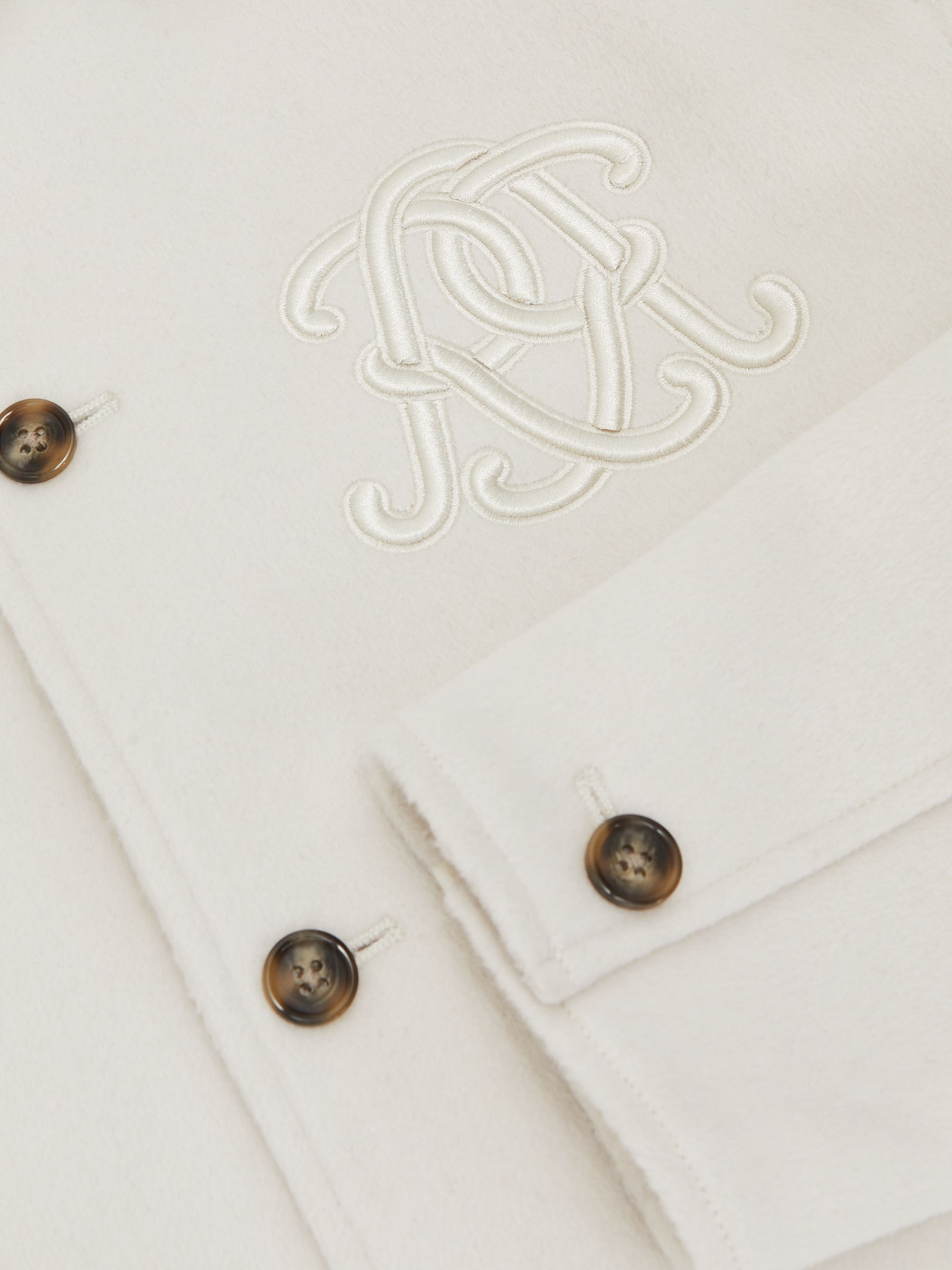 Monogram Wool-Blend Relaxed Overshirt in Ivory White