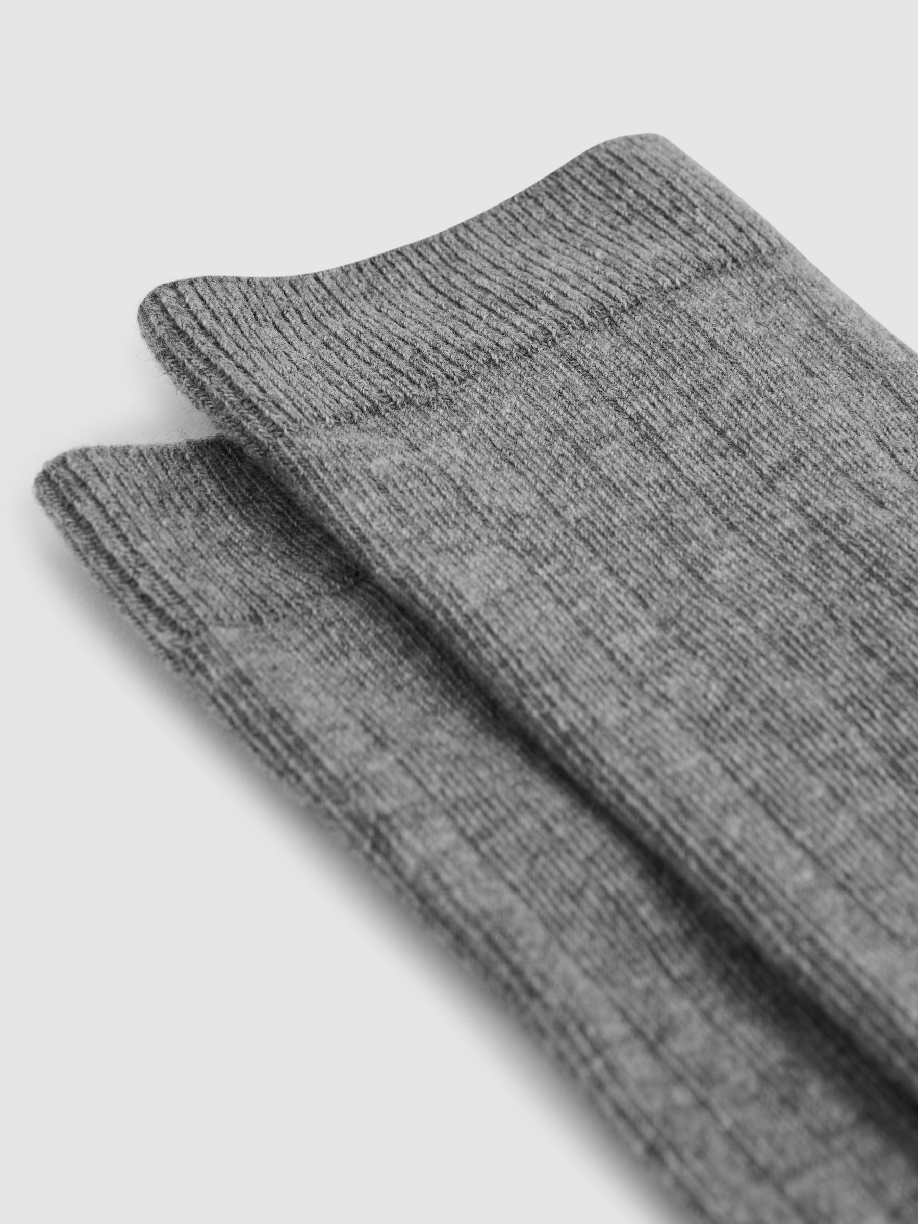 Cotton Blend Ribbed Loafer Socks in Charcoal