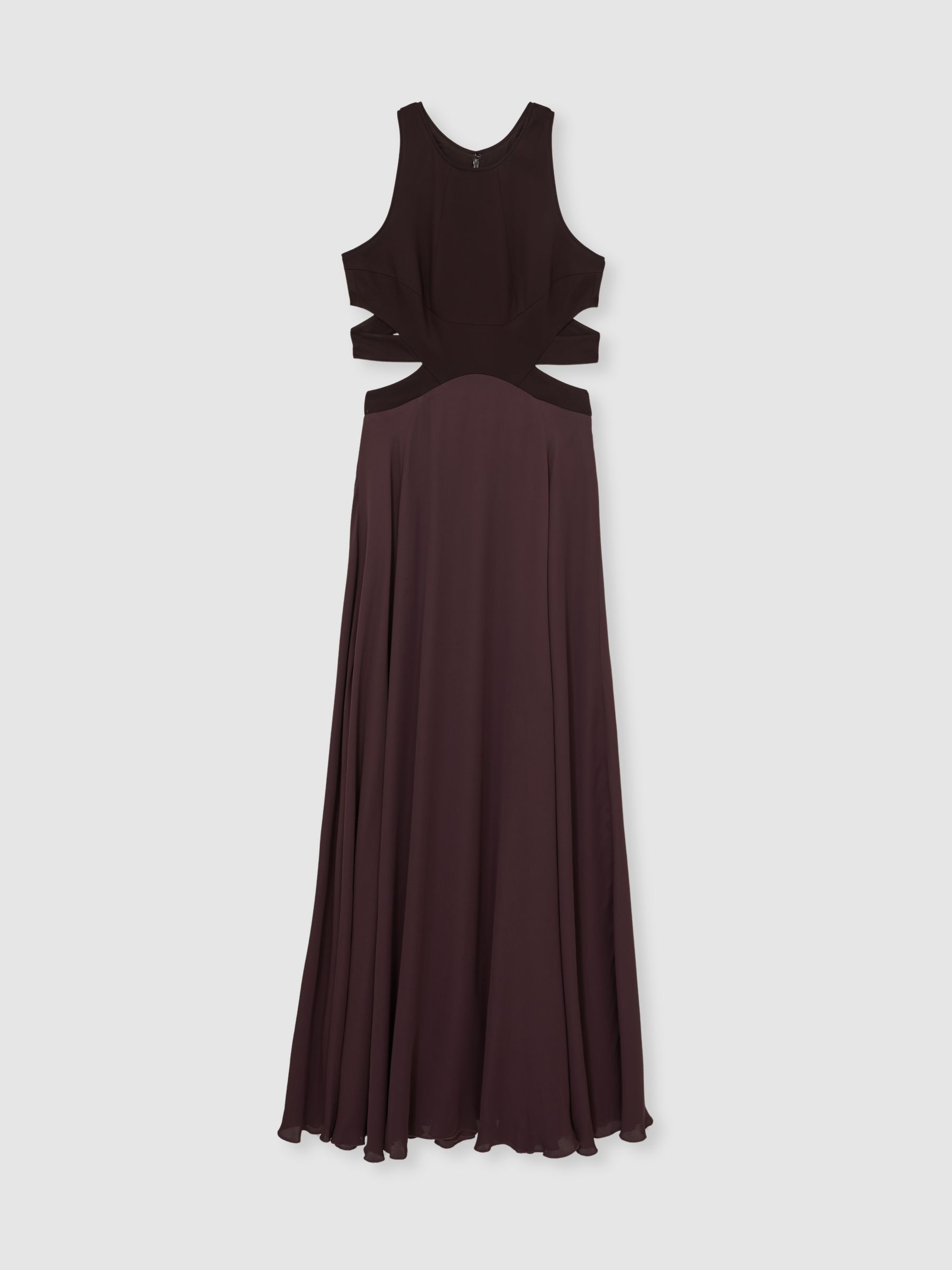 Cut-Out Racerback Maxi Dress in Burgundy