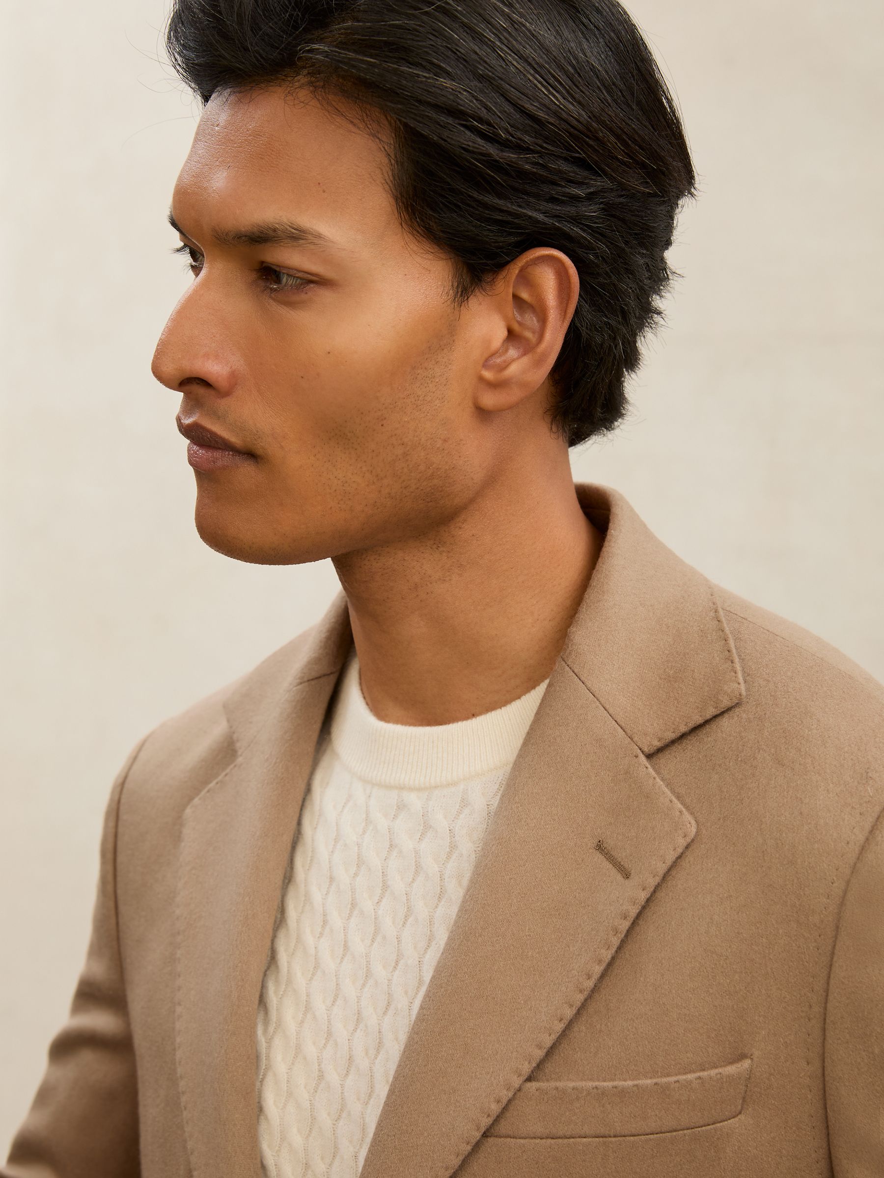 Atelier Cashmere Single-Breasted Blazer Tailored-Fit in Camel
