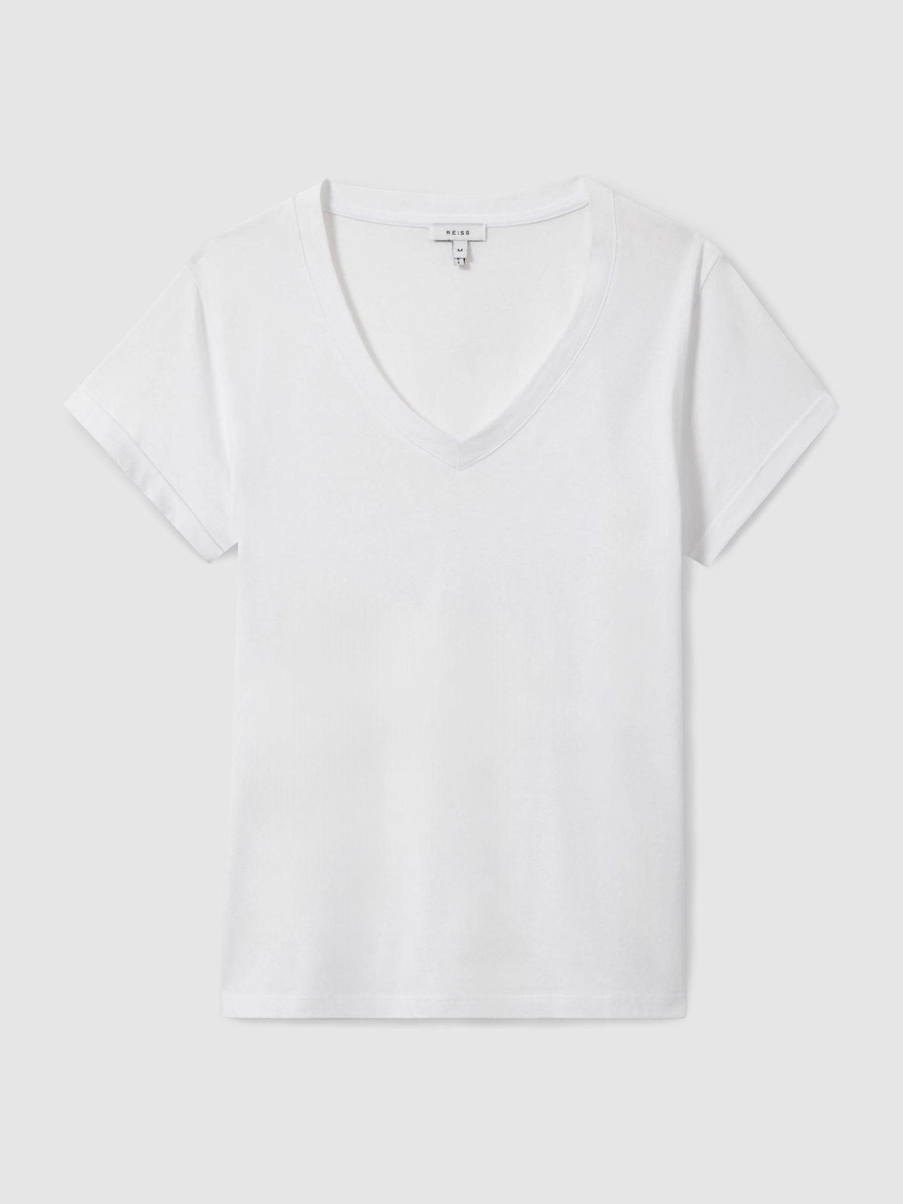 Cotton-Jersey V-Neck T-Shirt in White