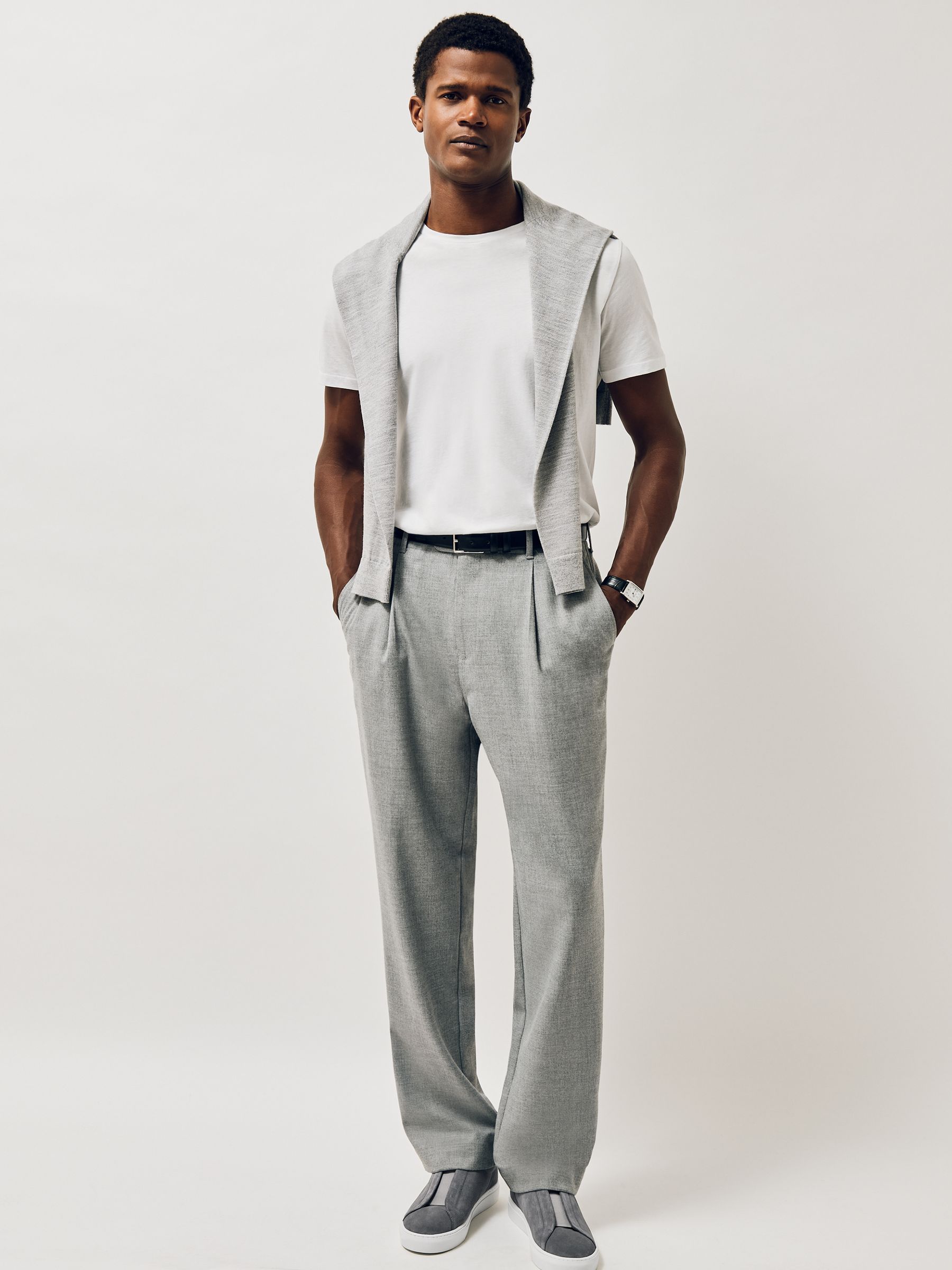 Suede Slip-On Elasticated Trainers in Grey