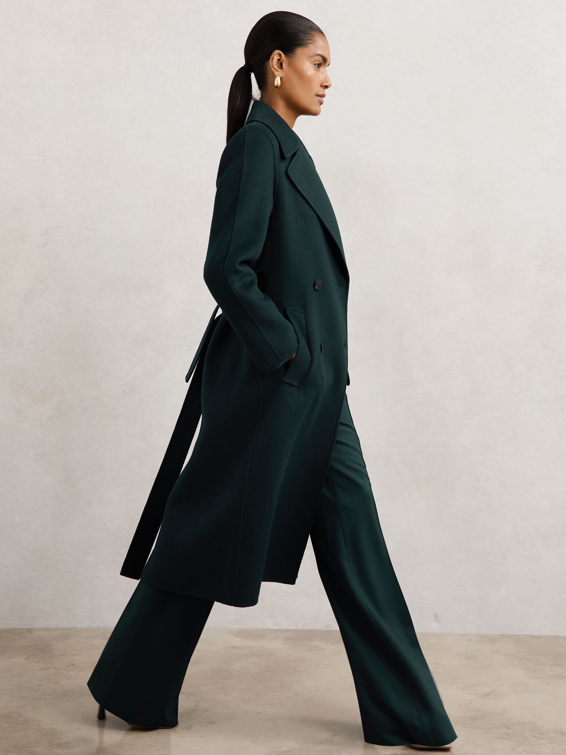 Double-Breasted Blindseam Coat Wool-Blend in Green