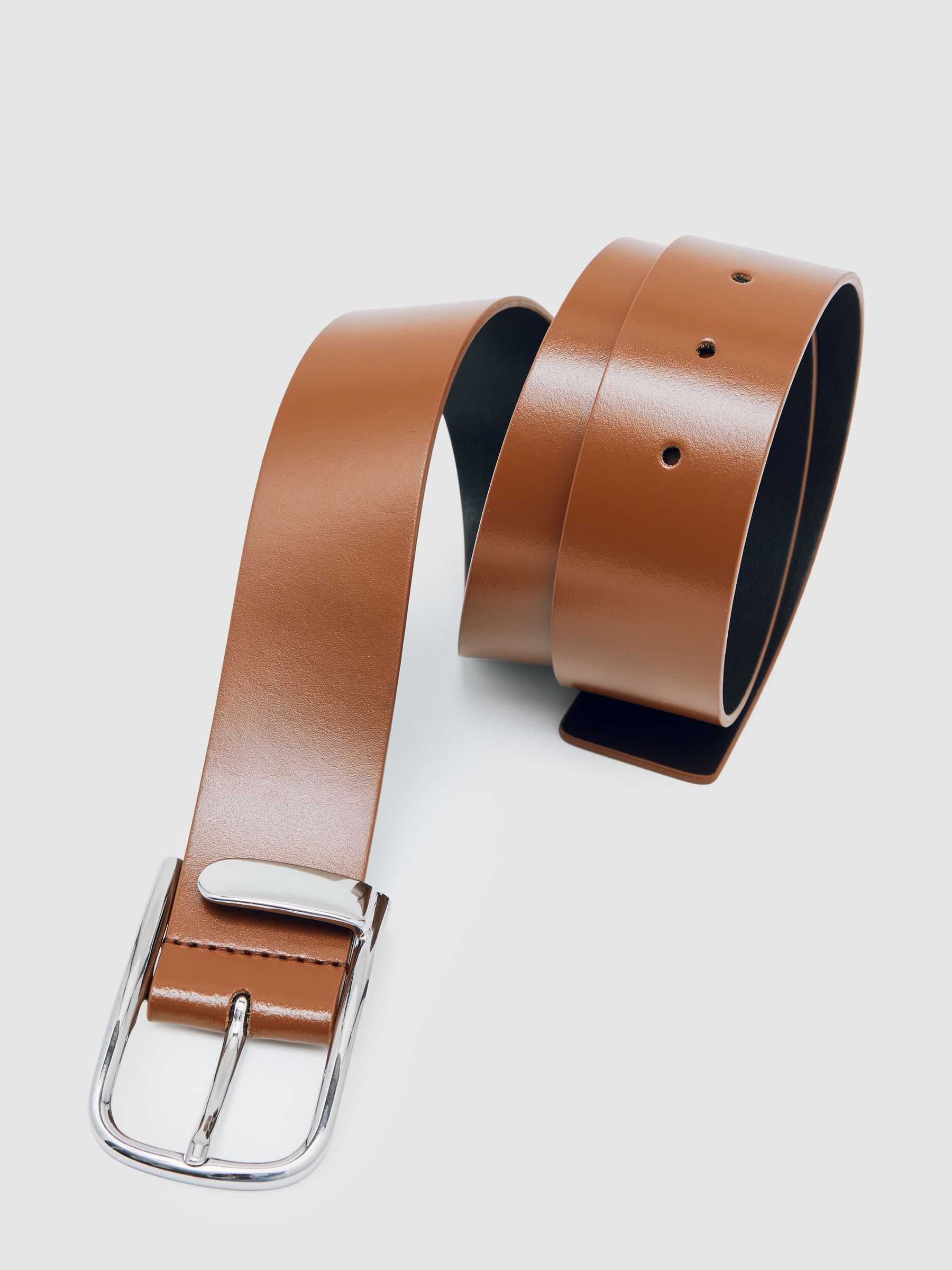 Leather Half Keeper Belt in Tan Sliver