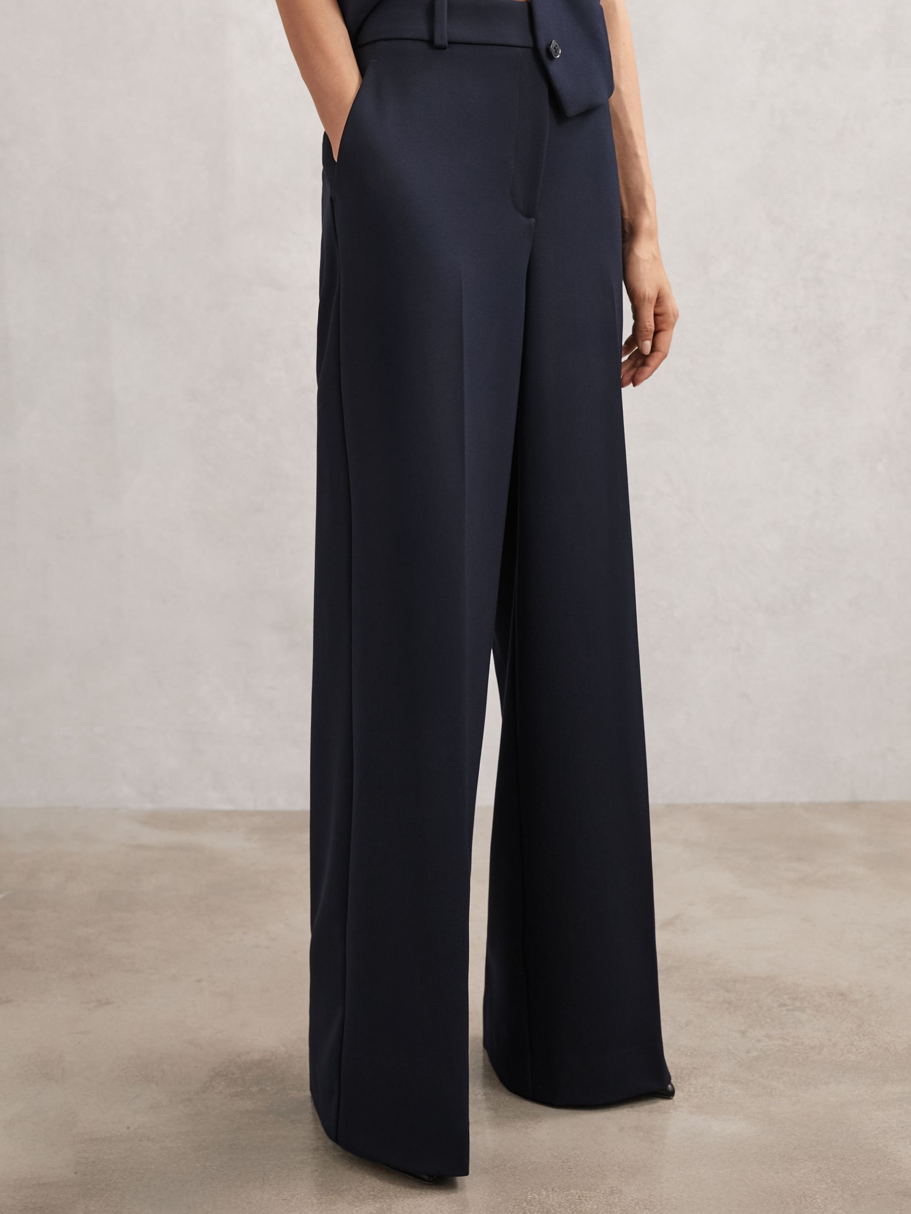 Petite Wide-Leg Suit Trousers in Navy