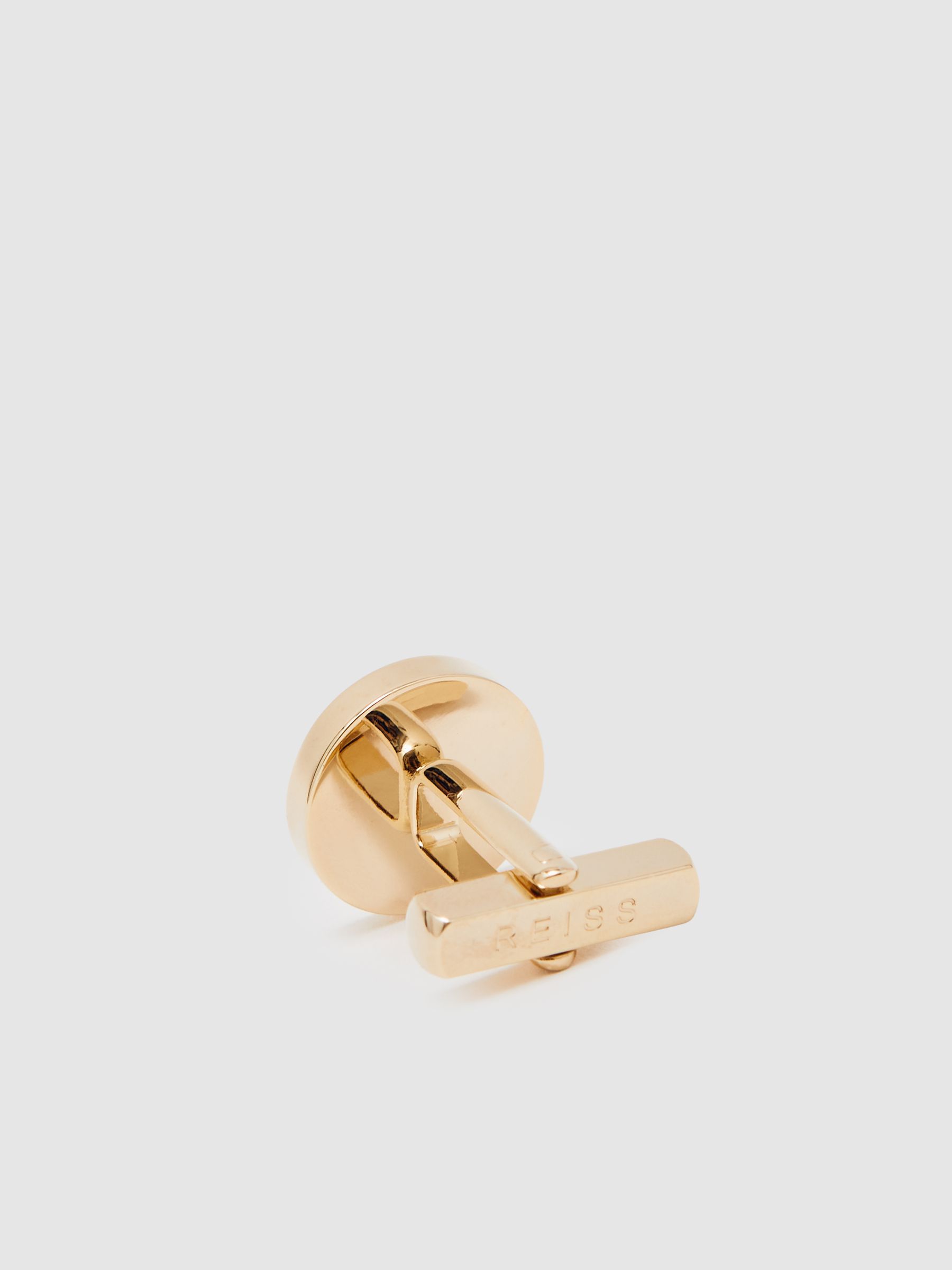 Inlaid Round Ridge Cufflinks in Gold Tone