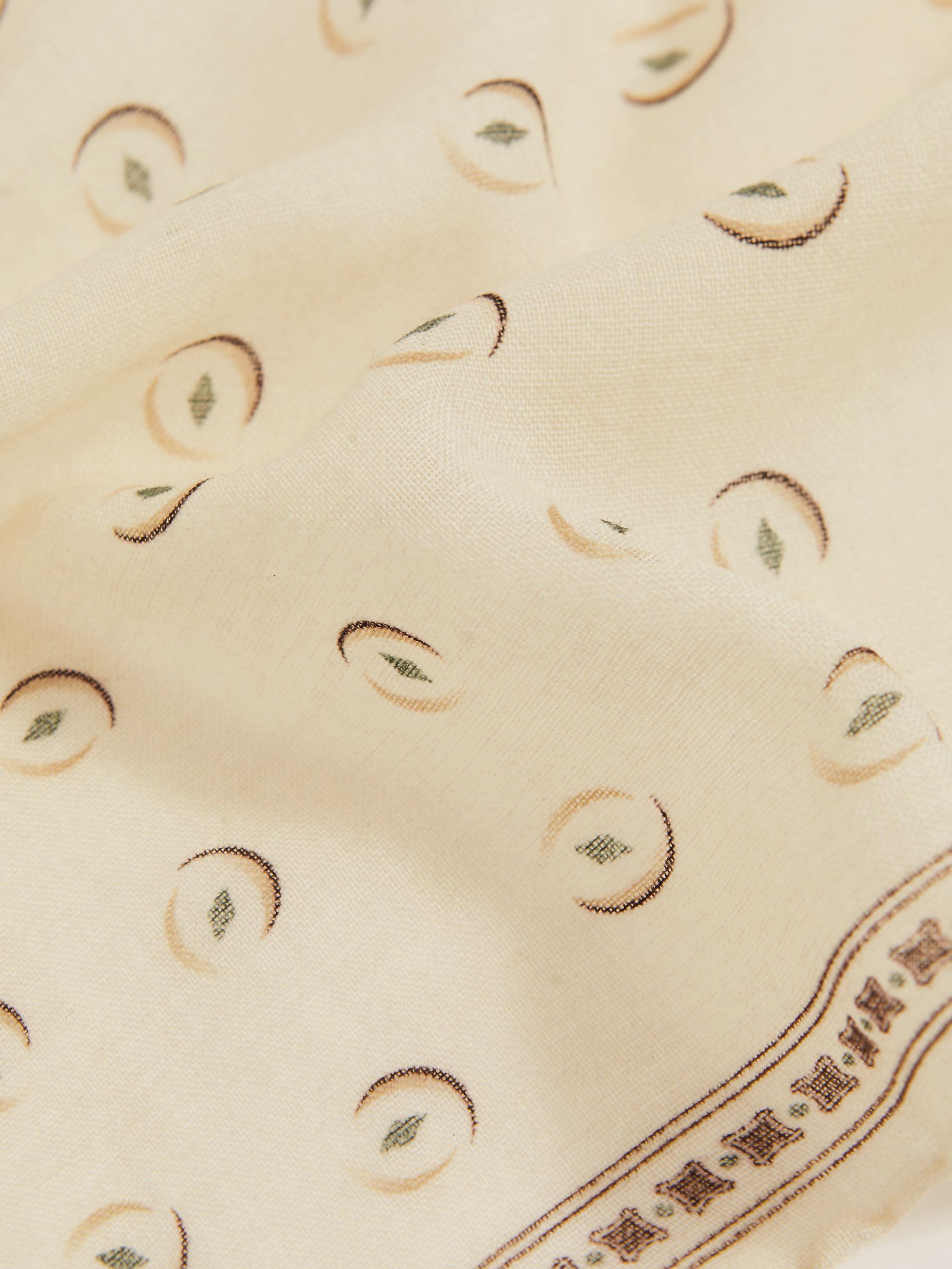 Wool Motif Print Pocket Square in Off White