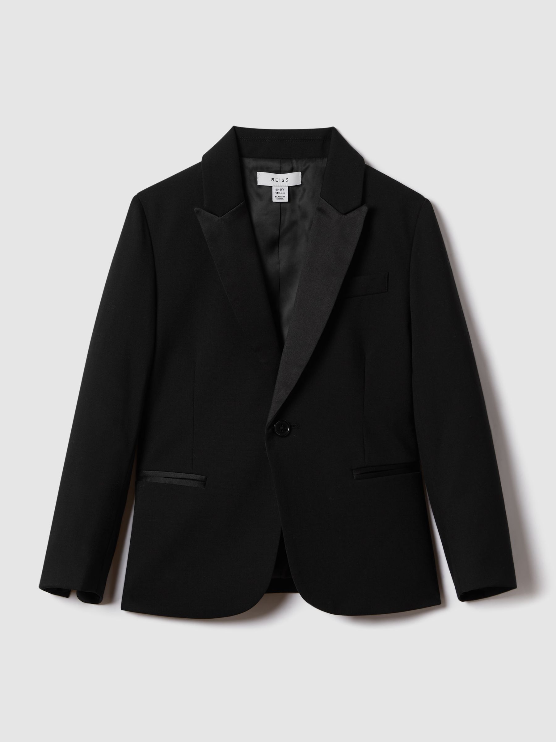 Double-Breasted Tuxedo Blazer Wool-Blend in Black