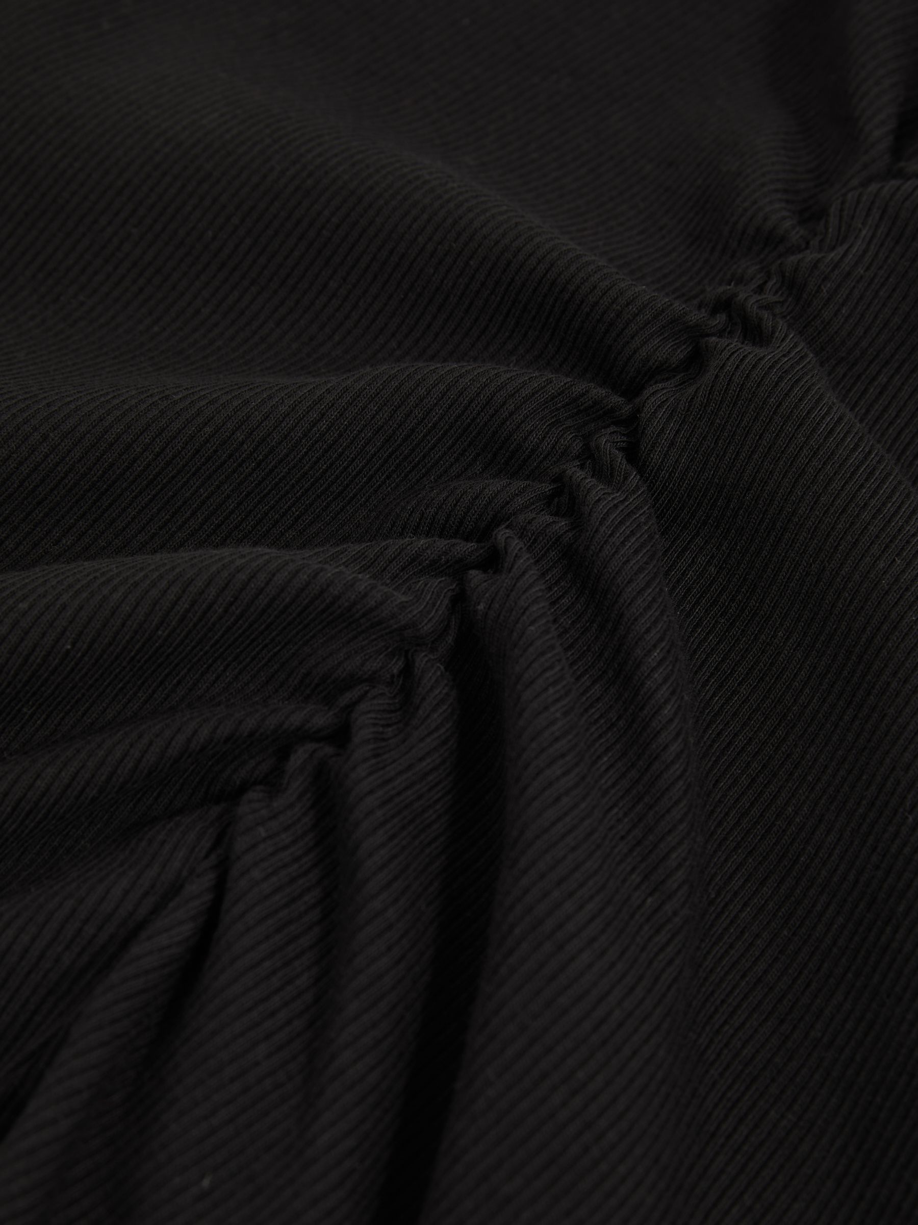Stretch-Cotton Ruched Ribbed T-Shirt in Black