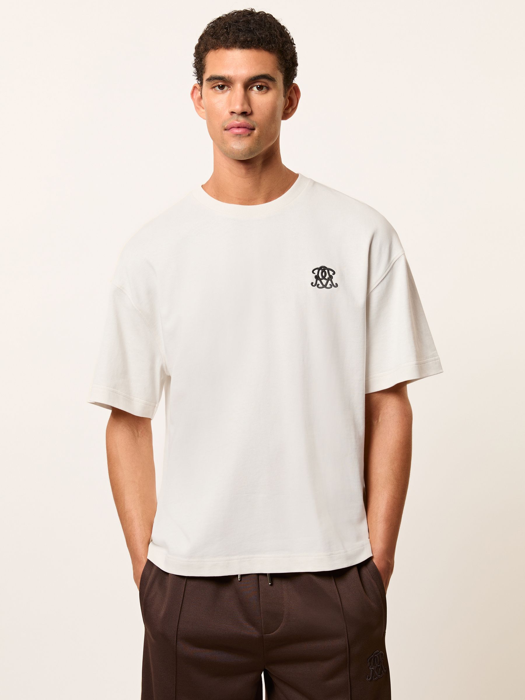 Monogram Cotton Oversized T-Shirt in Off White