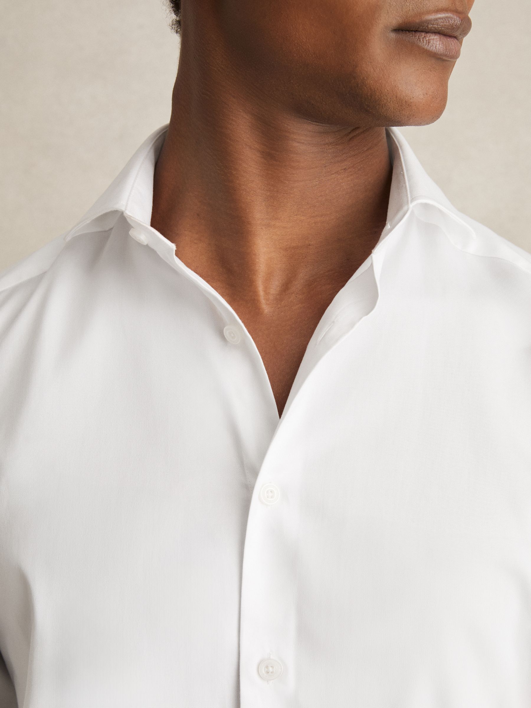 Slim Fit Two-Fold Cotton Shirt in White