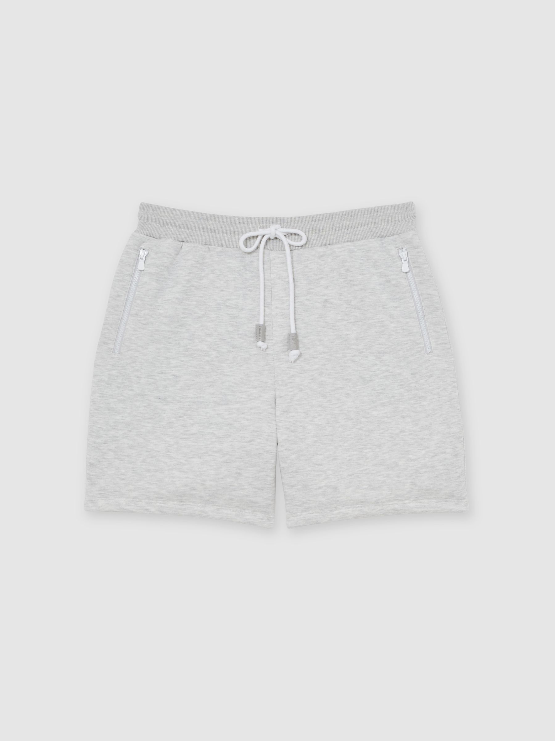 Cotton-Blend Drawstring Shorts in Soft Grey