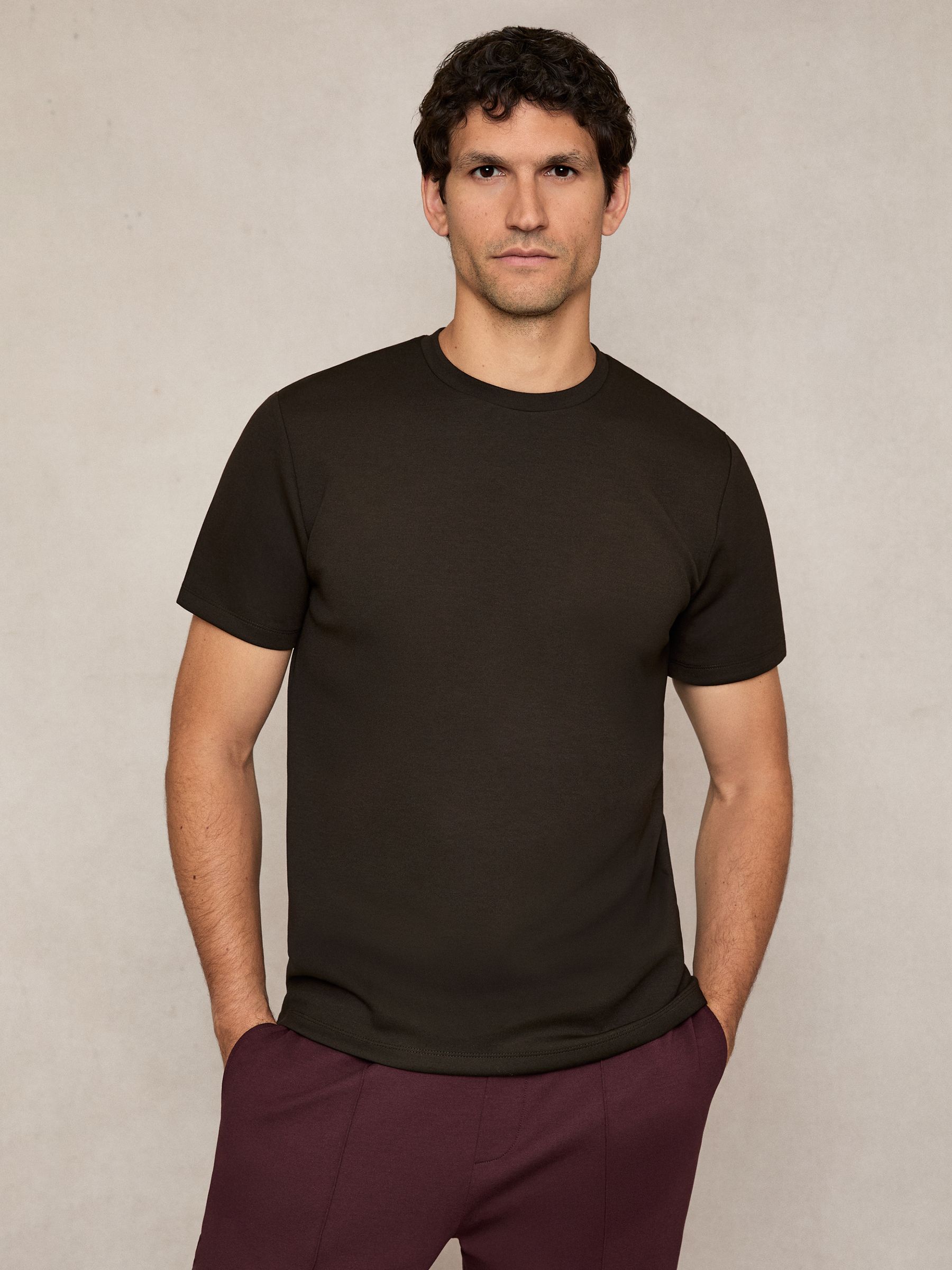 Premium Interlock Crew-Neck T-Shirt in Chocolate Brown
