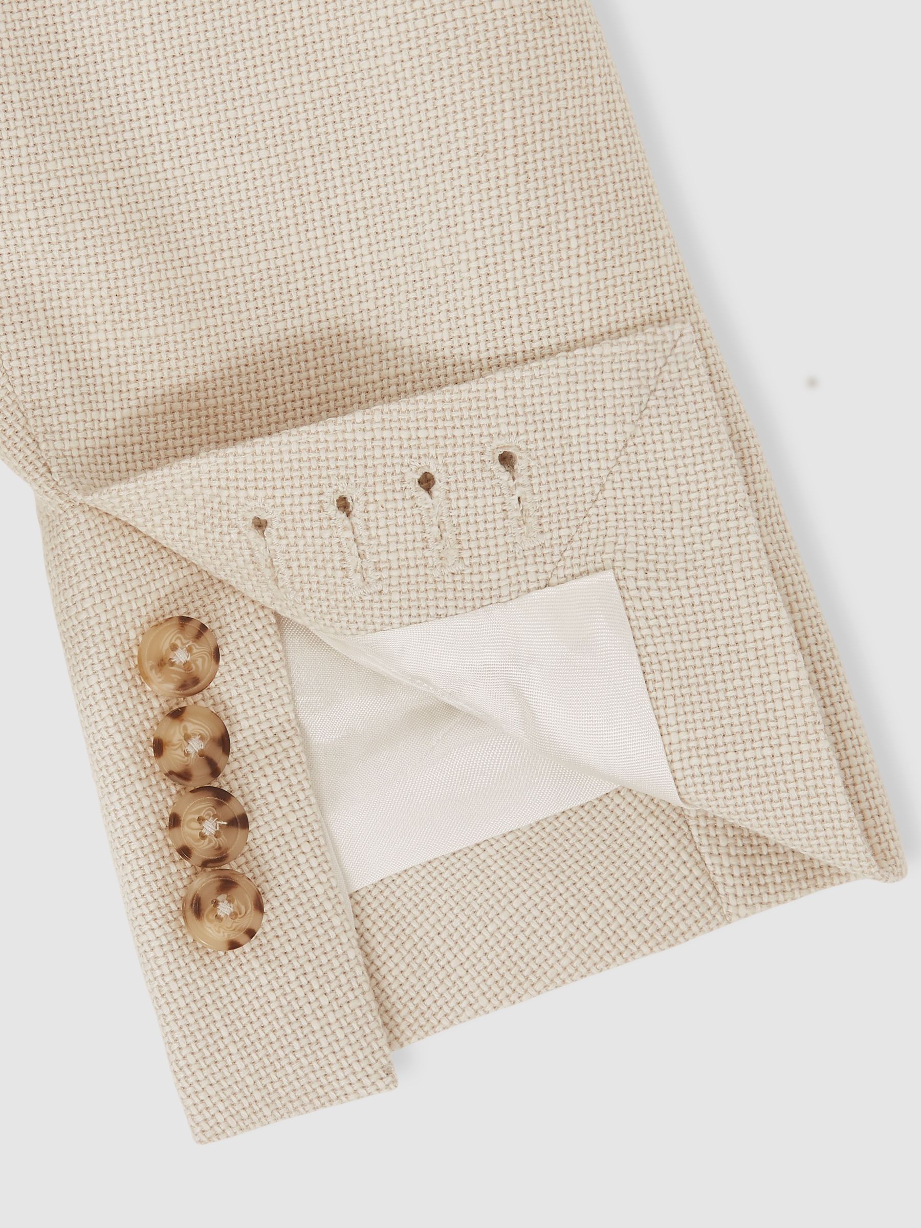 Slim Fit Single Breasted Textured Blazer with Cotton in Stone