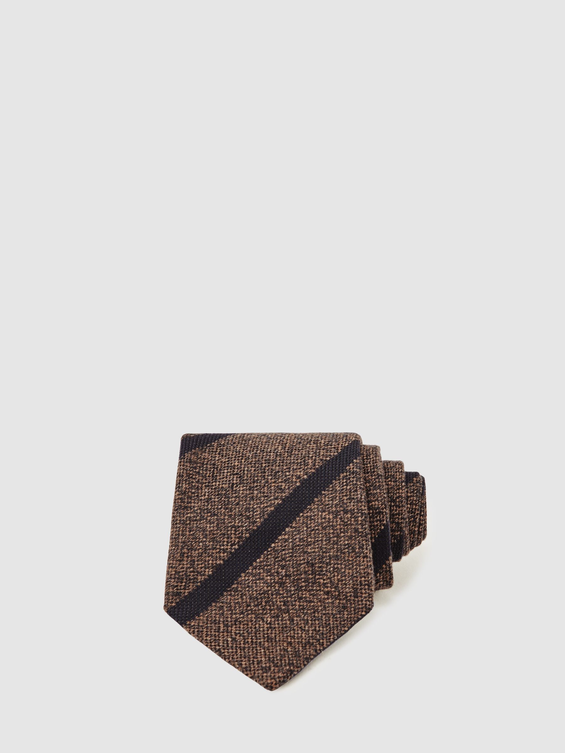 Wool-Silk Striped Tie in Forest Green