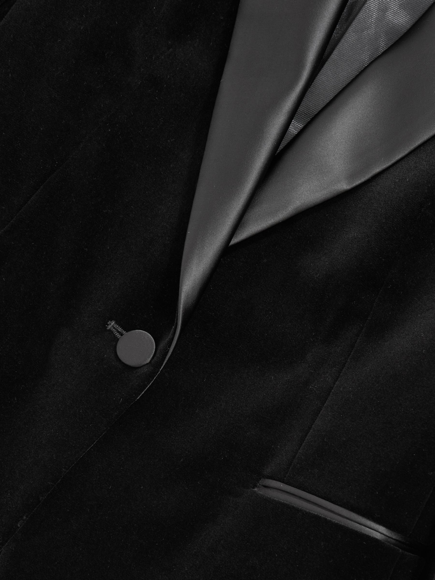 Velvet Single Breasted Suit Blazer in Black