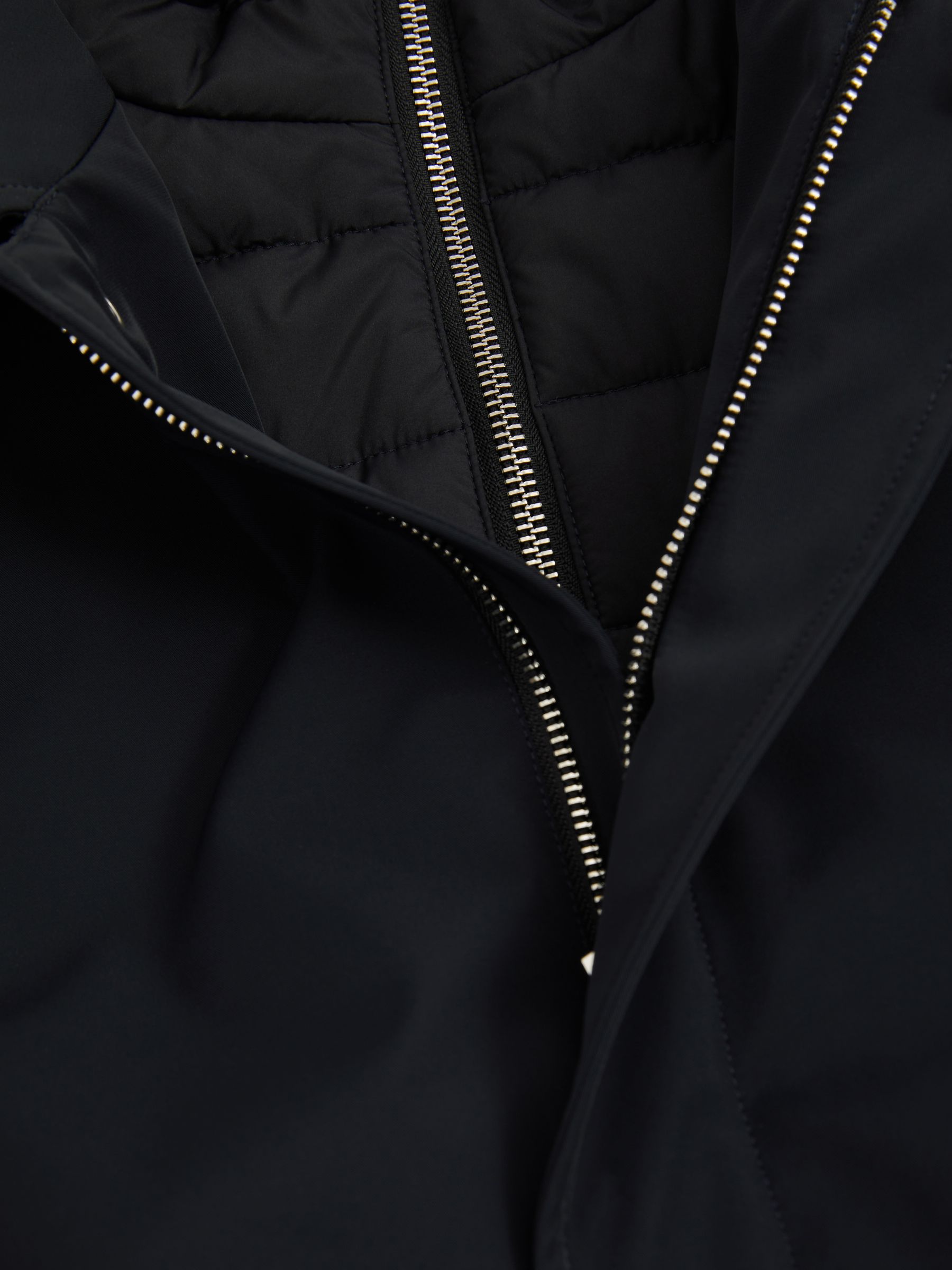 Hybrid Removable Funnel Neck Overcoat in Navy
