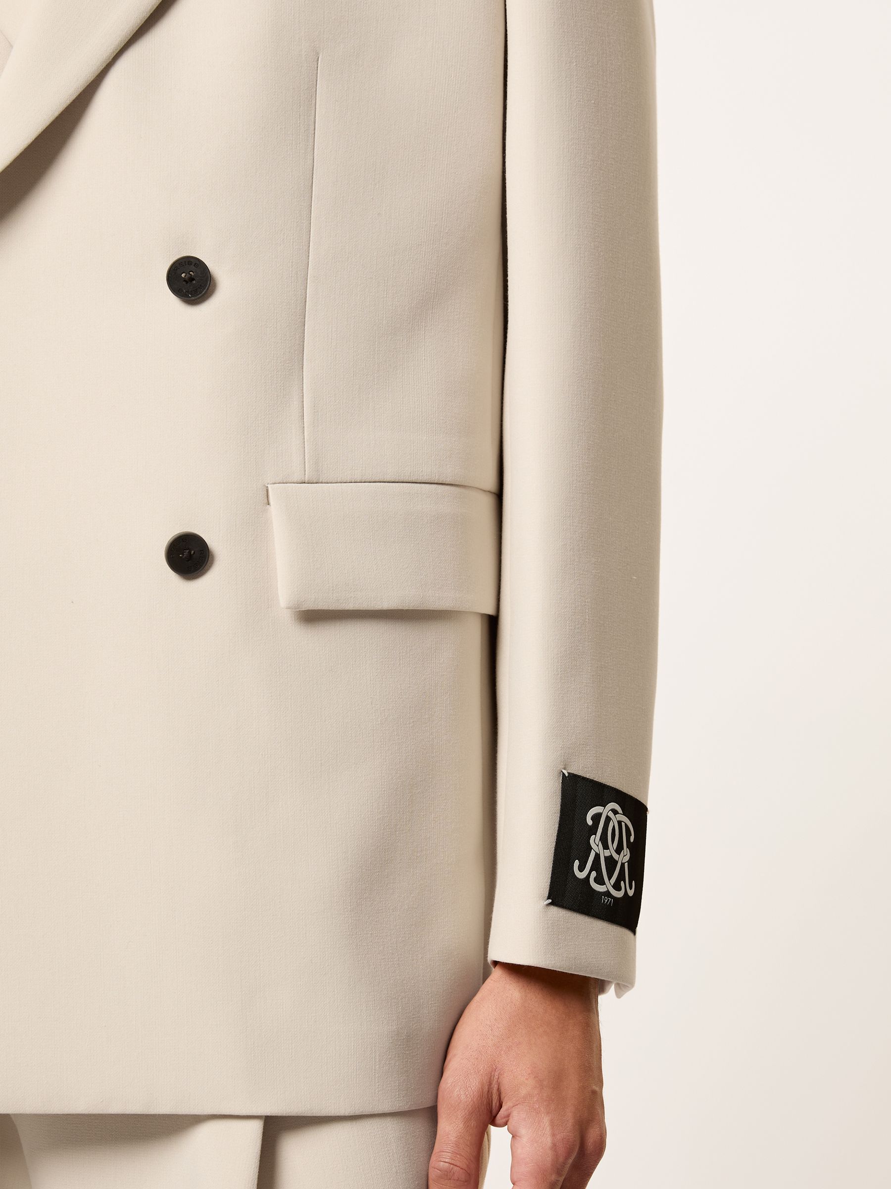 Monogram Relaxed Double-Breasted Blazer in Stone