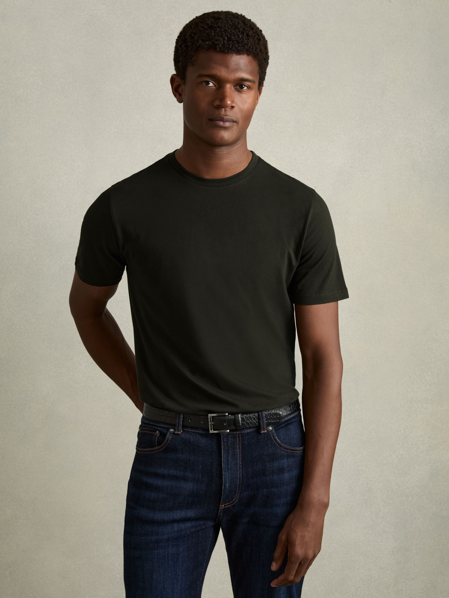 Cotton Crew Neck T-Shirt in Soft Blue