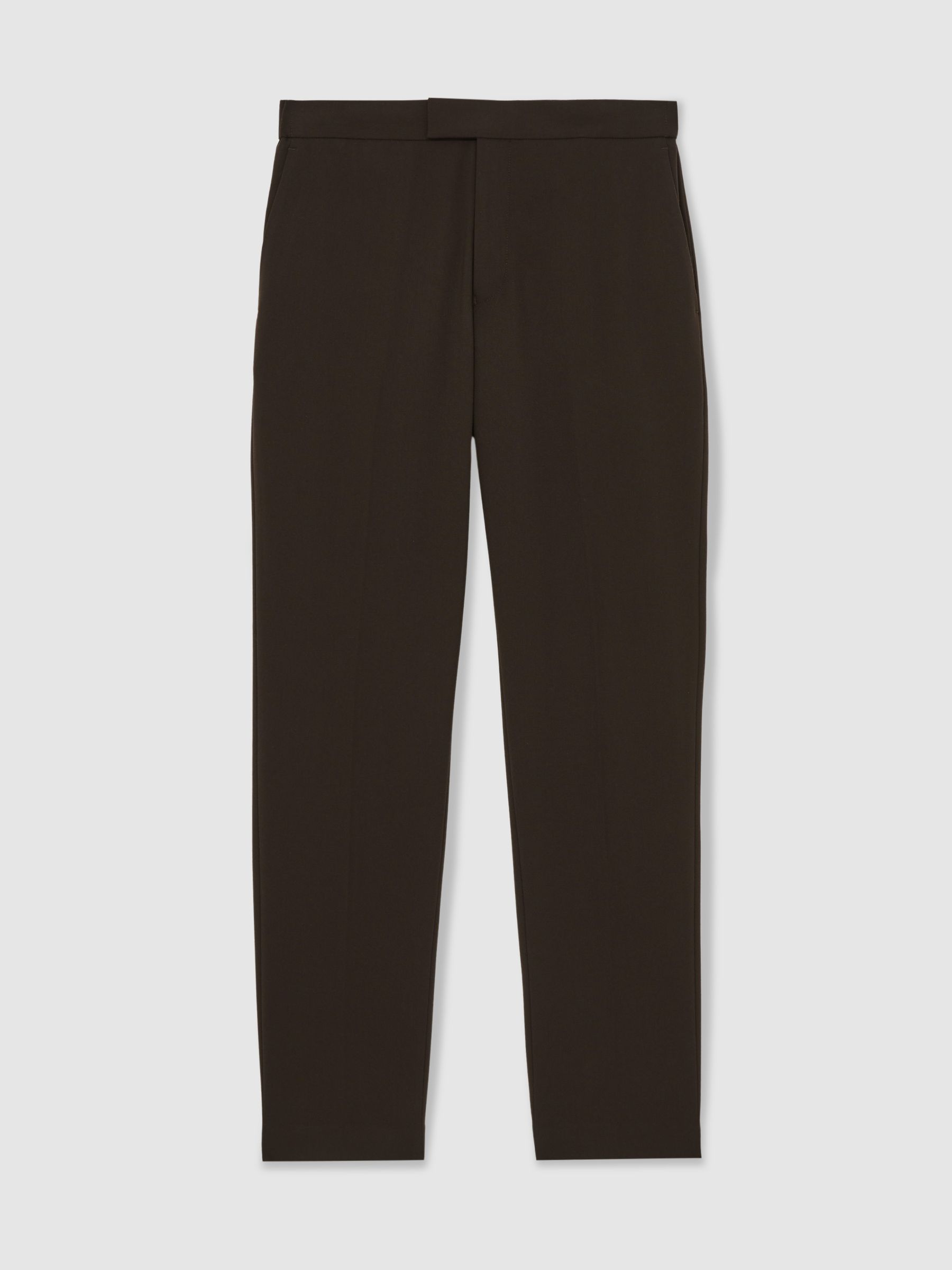 Stretch Slim Fit Drawstring Trousers in Brown