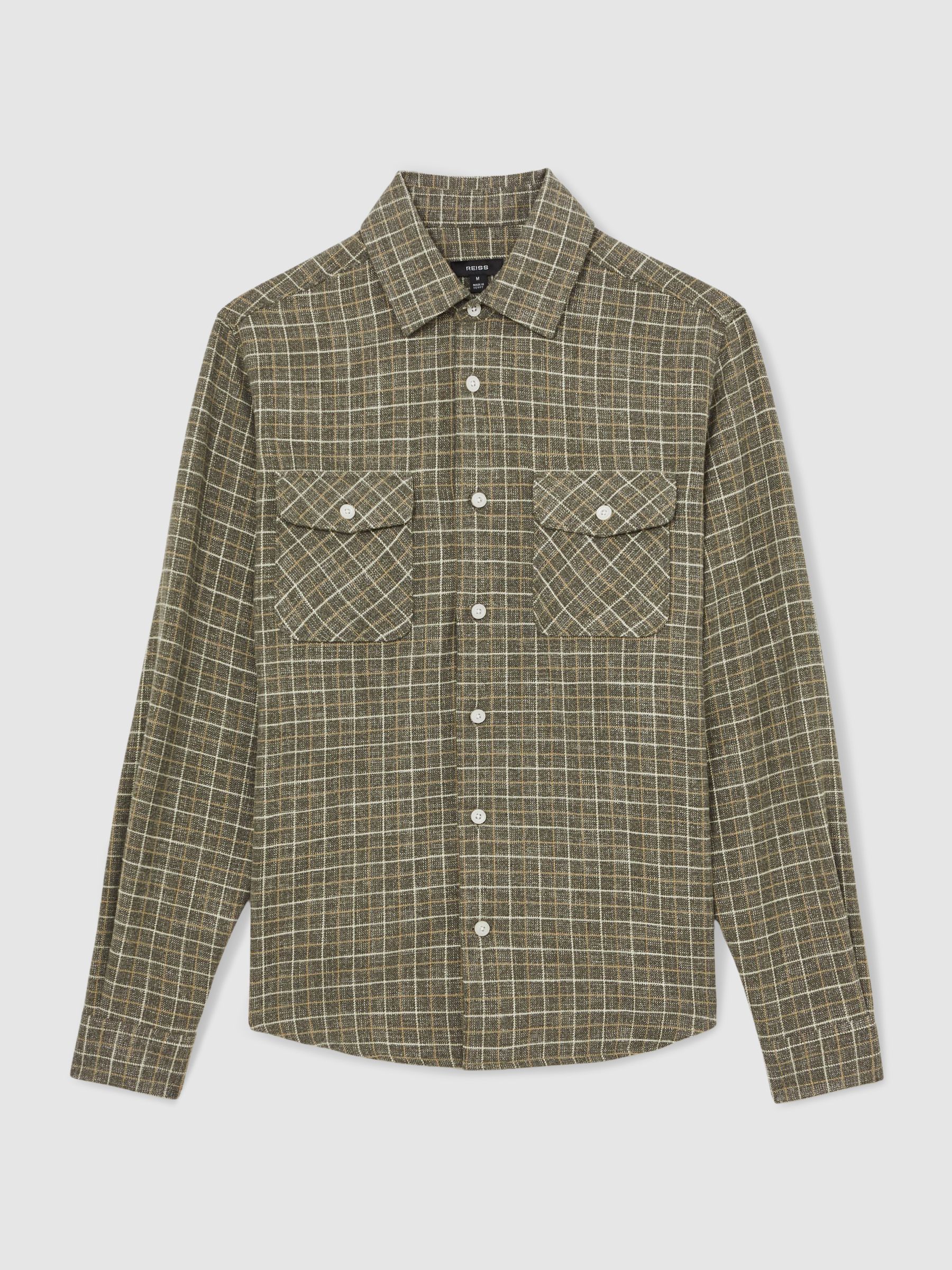 Check Twin-Pocket Jersey Overshirt in Grey