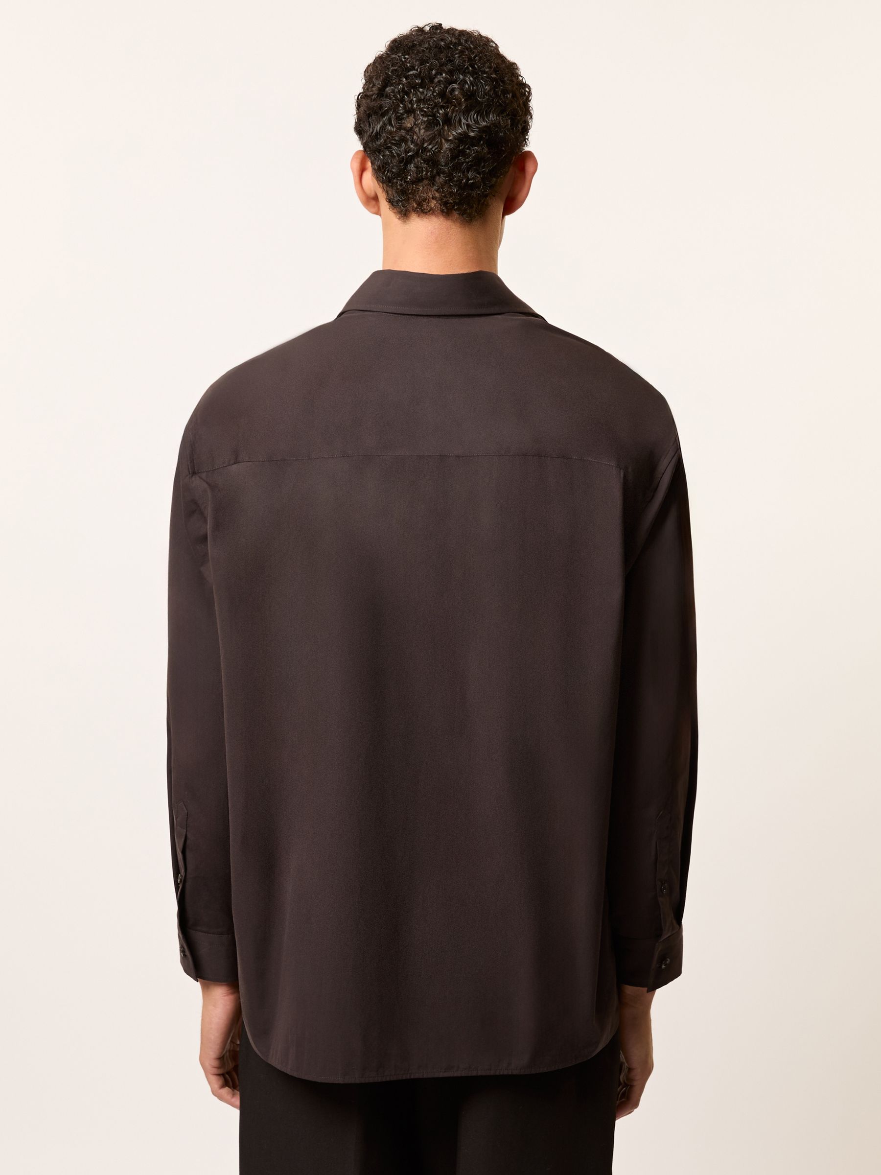 Monogram Cotton Oversized Shirt in Chocolate Brown