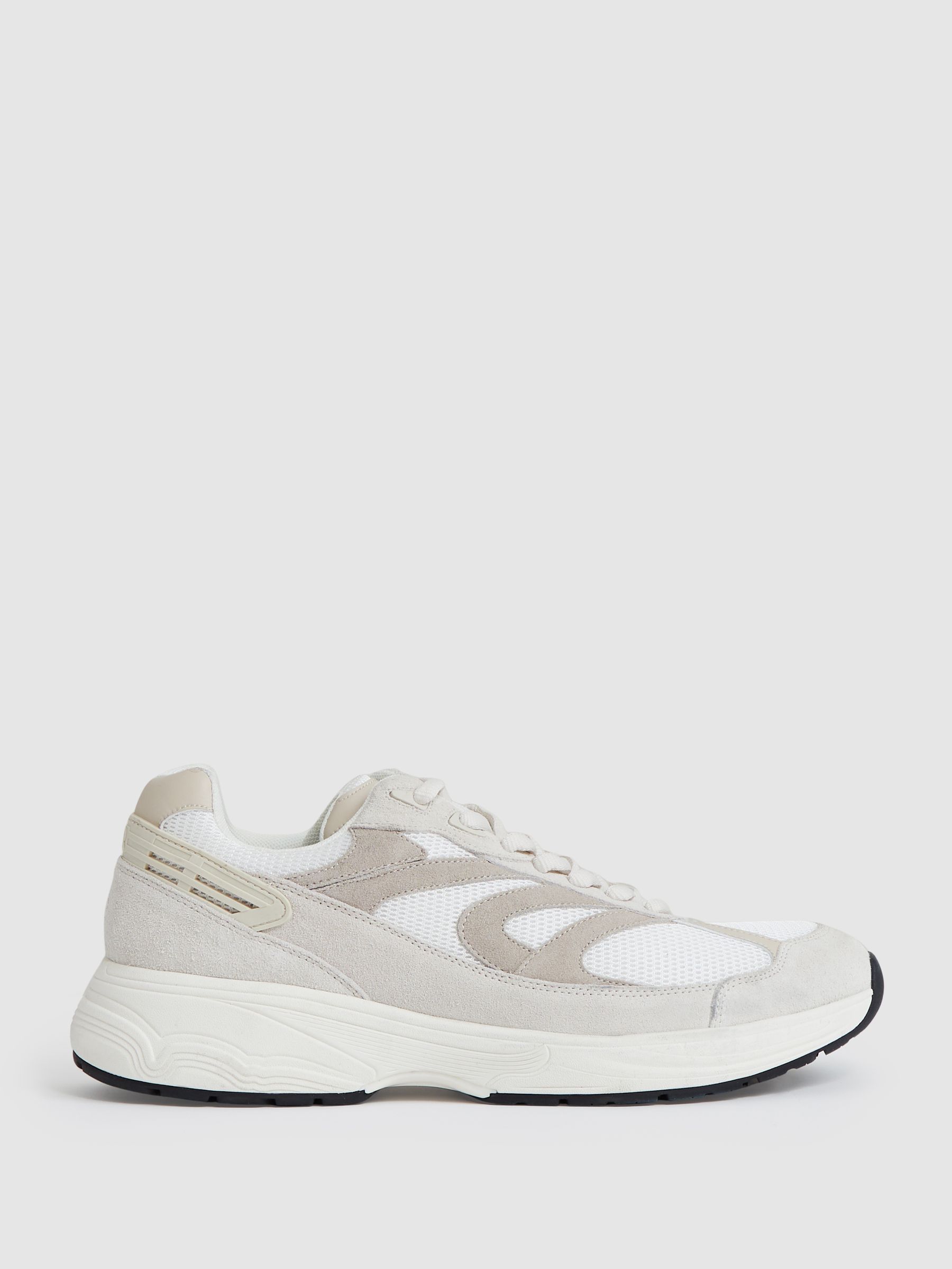 Panelled Running Trainers in Off White/Stone