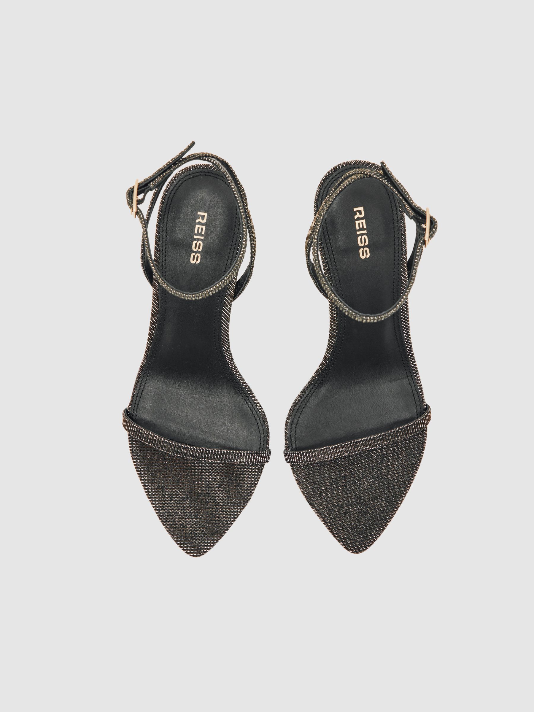 Metallic Strappy Stiletto Sandals in Bronze