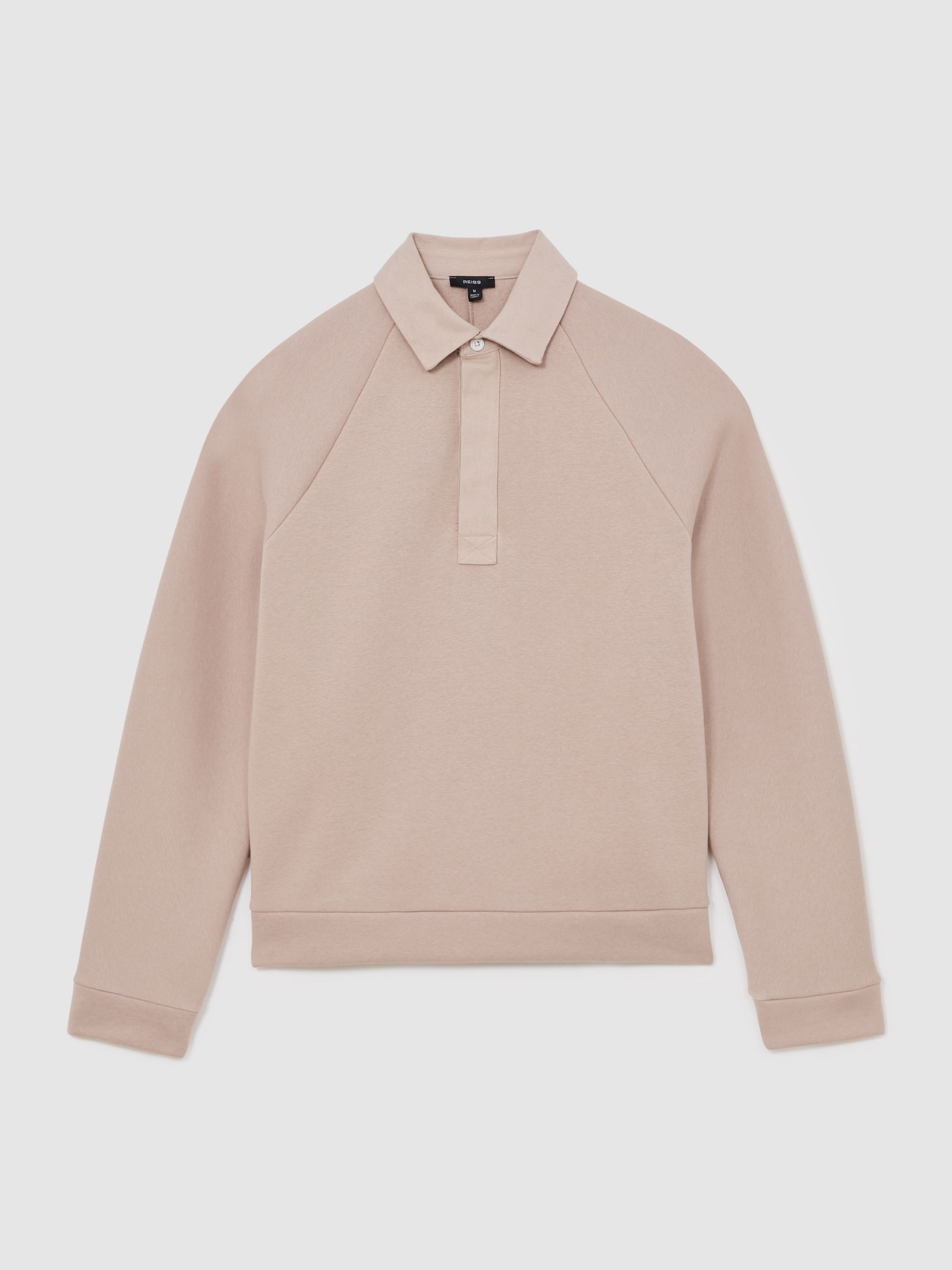 Cotton-Blend Fleece-Back Polo Shirt in Pink