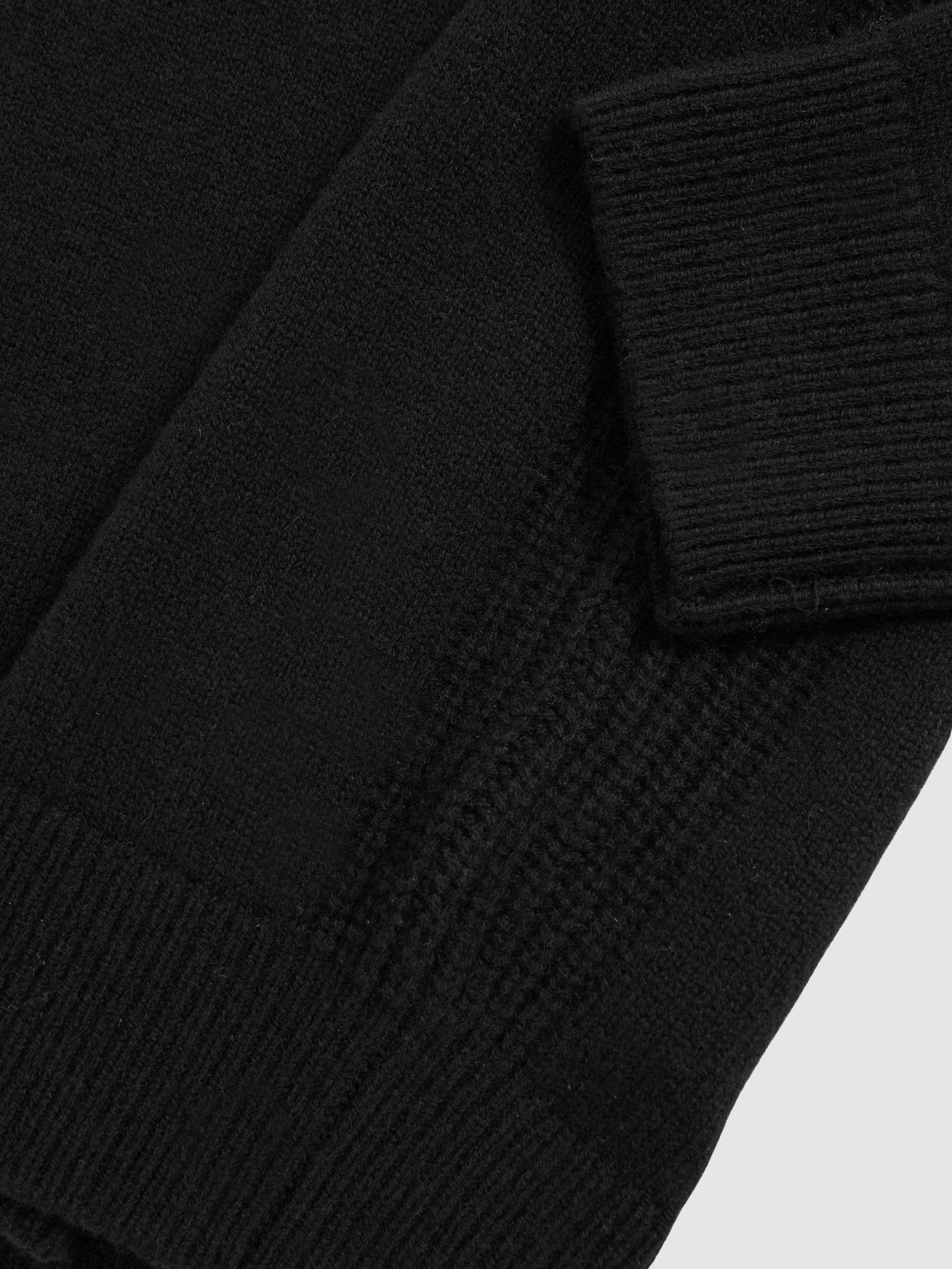 Wool-Cashmere Open-Collar Jumper in Black