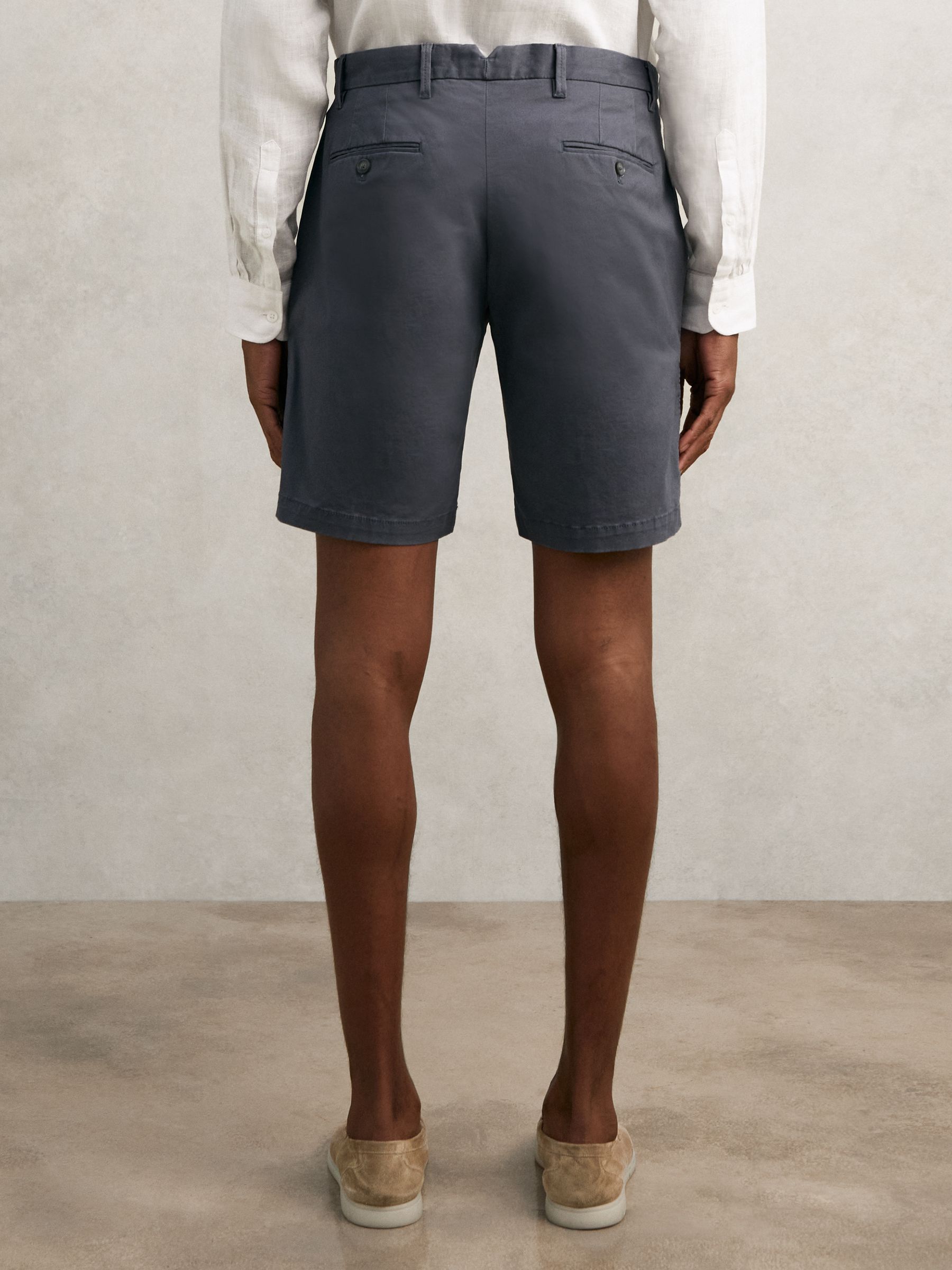 Cotton Chino Shorts with Stretch in Airforce Blue
