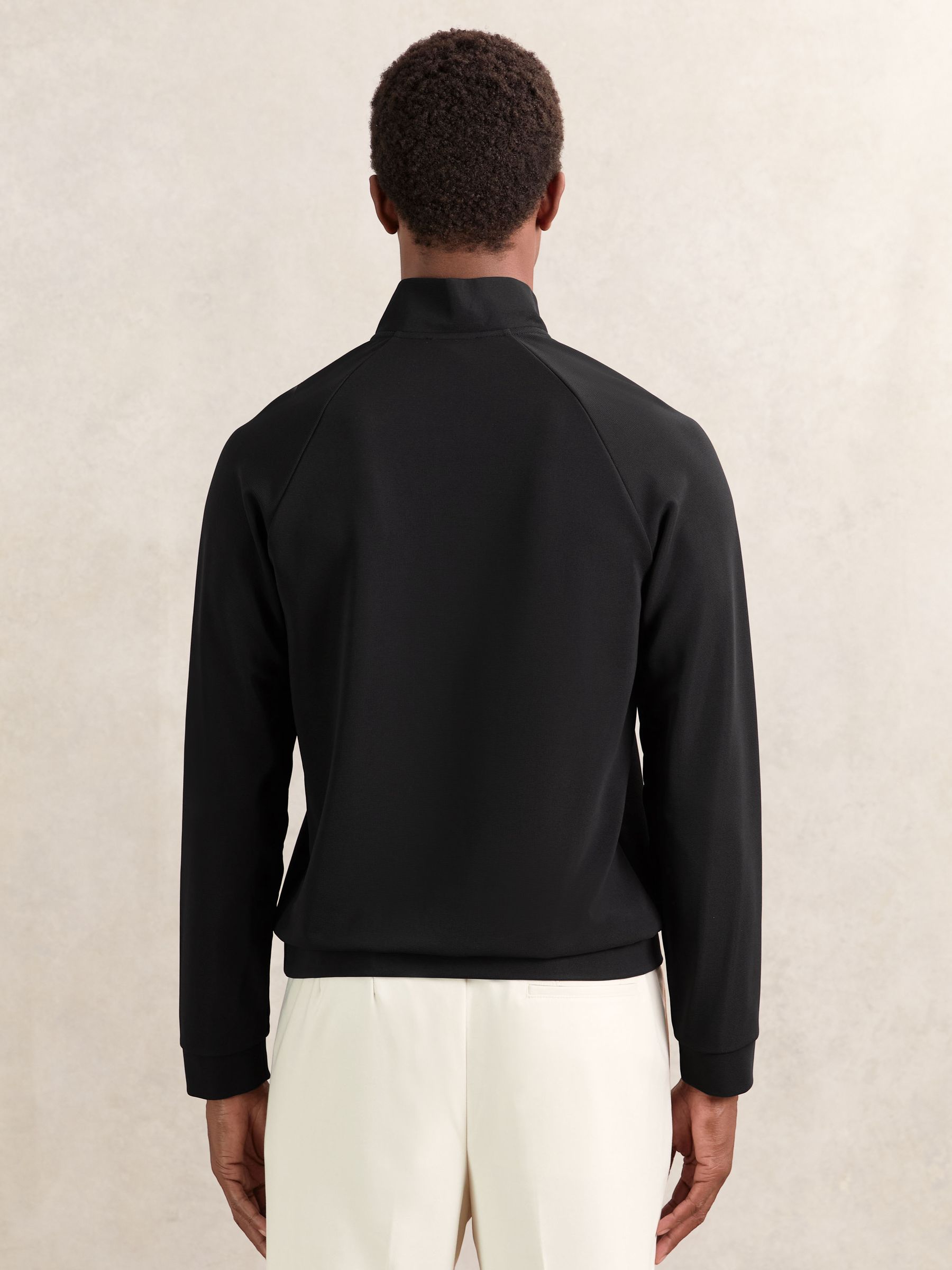 Half-Zip Funnel-Neck Sweatshirt in Black