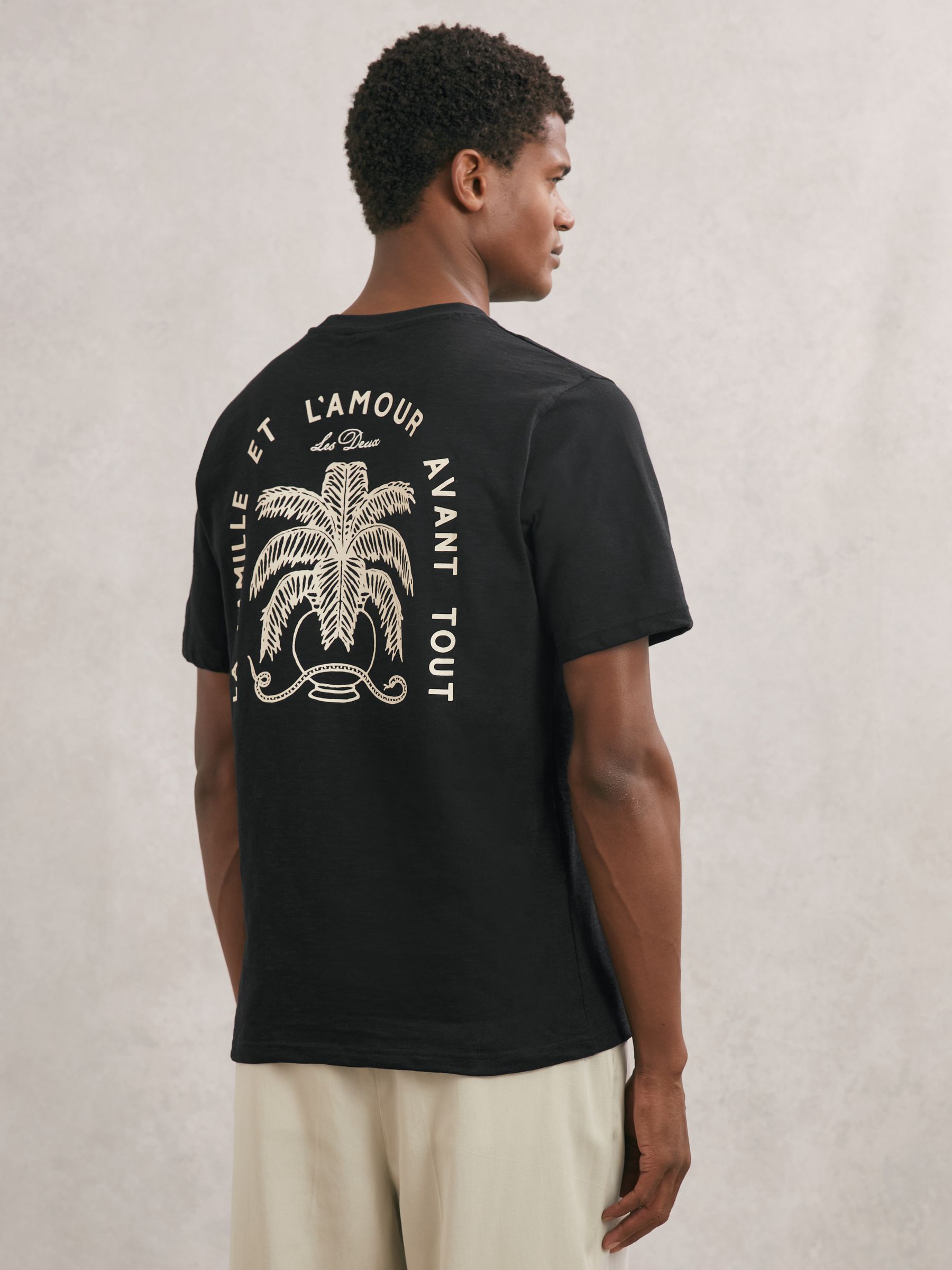 Les Deux Cotton Graphic-Print T-Shirt in Black