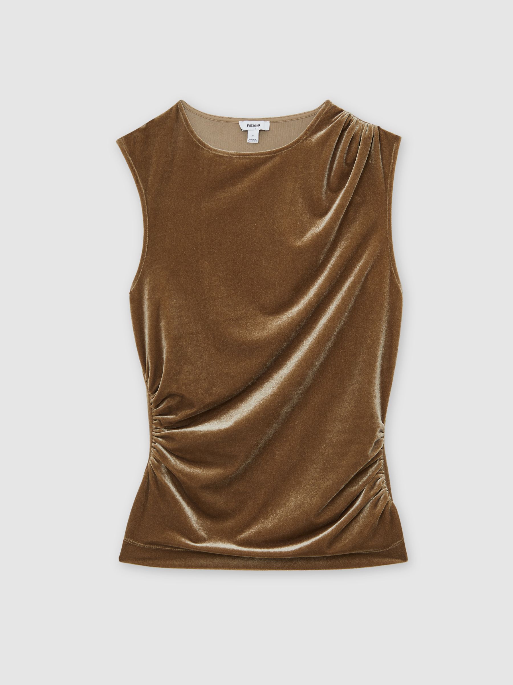 Velvet Drape Sleeveless Top in Gold
