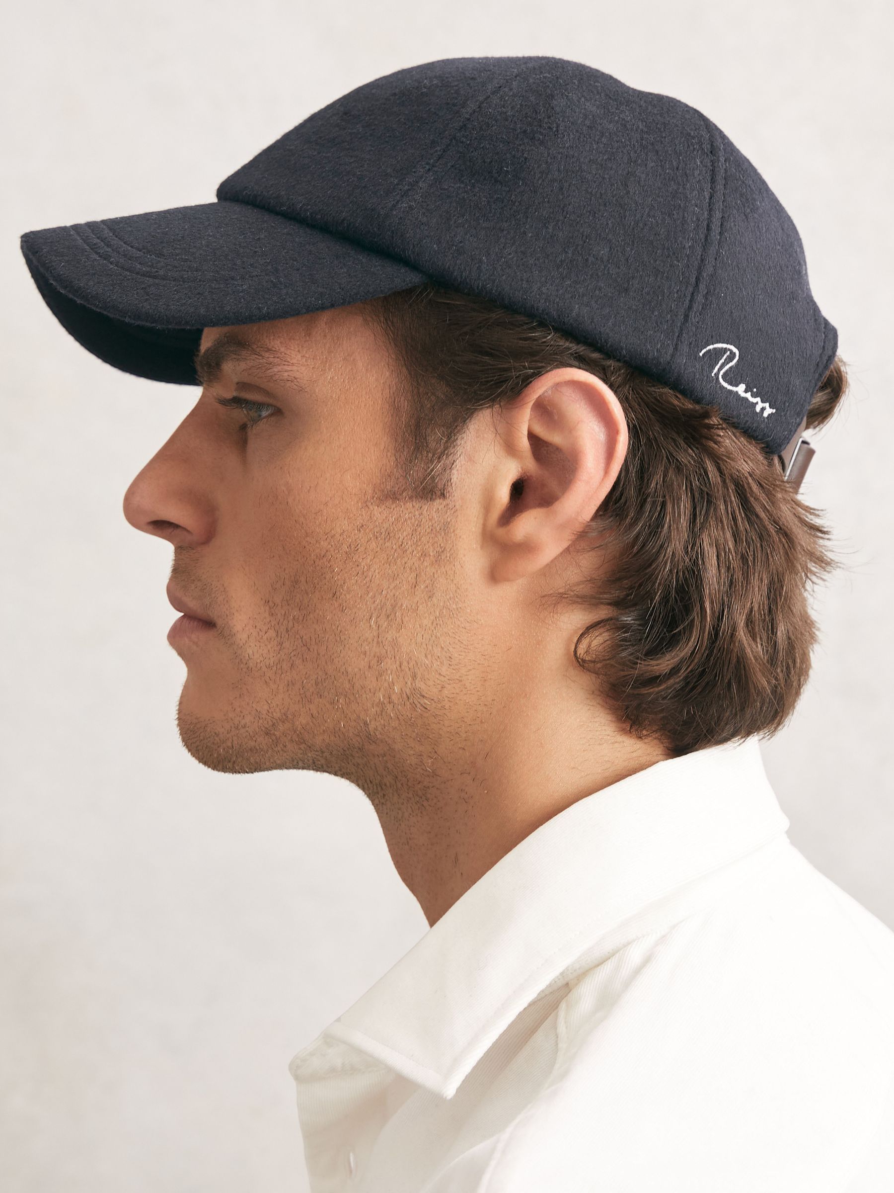 Wool-Blend Baseball Cap in Navy