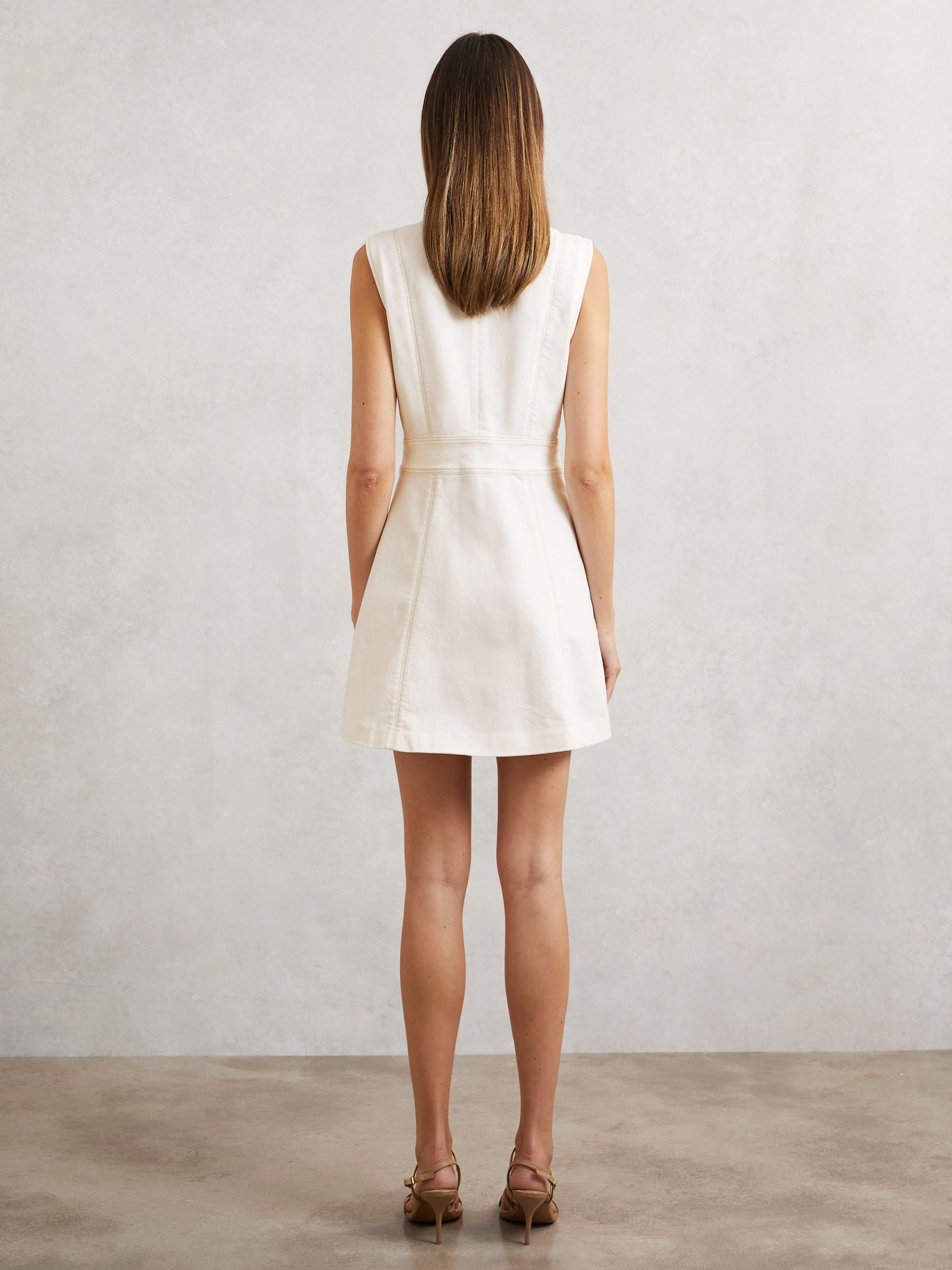 Paige Denim Button-Through Mini Dress in Ecru