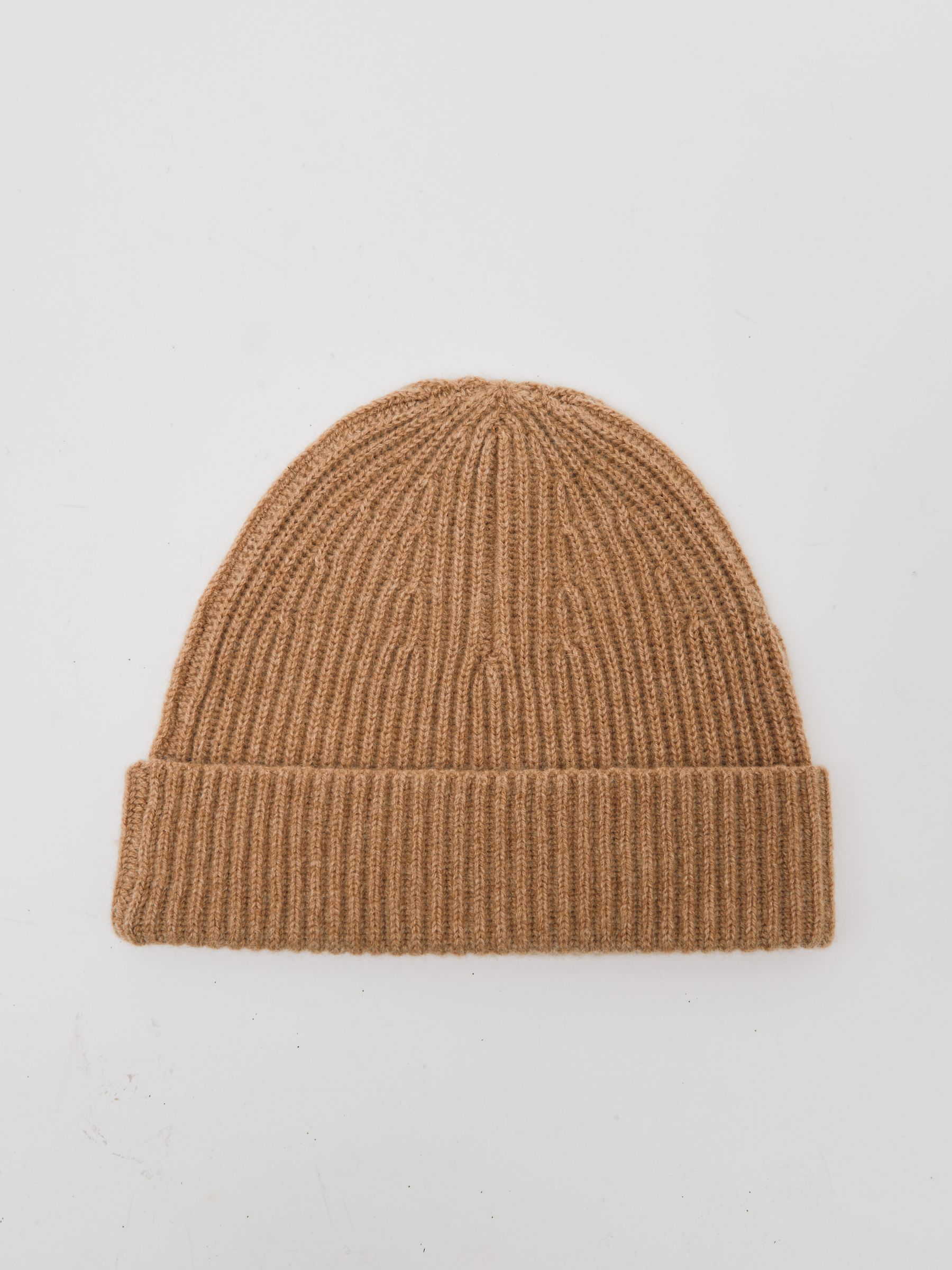 Atelier 100% Cashmere Rib-Knit Beanie in Oatmeal