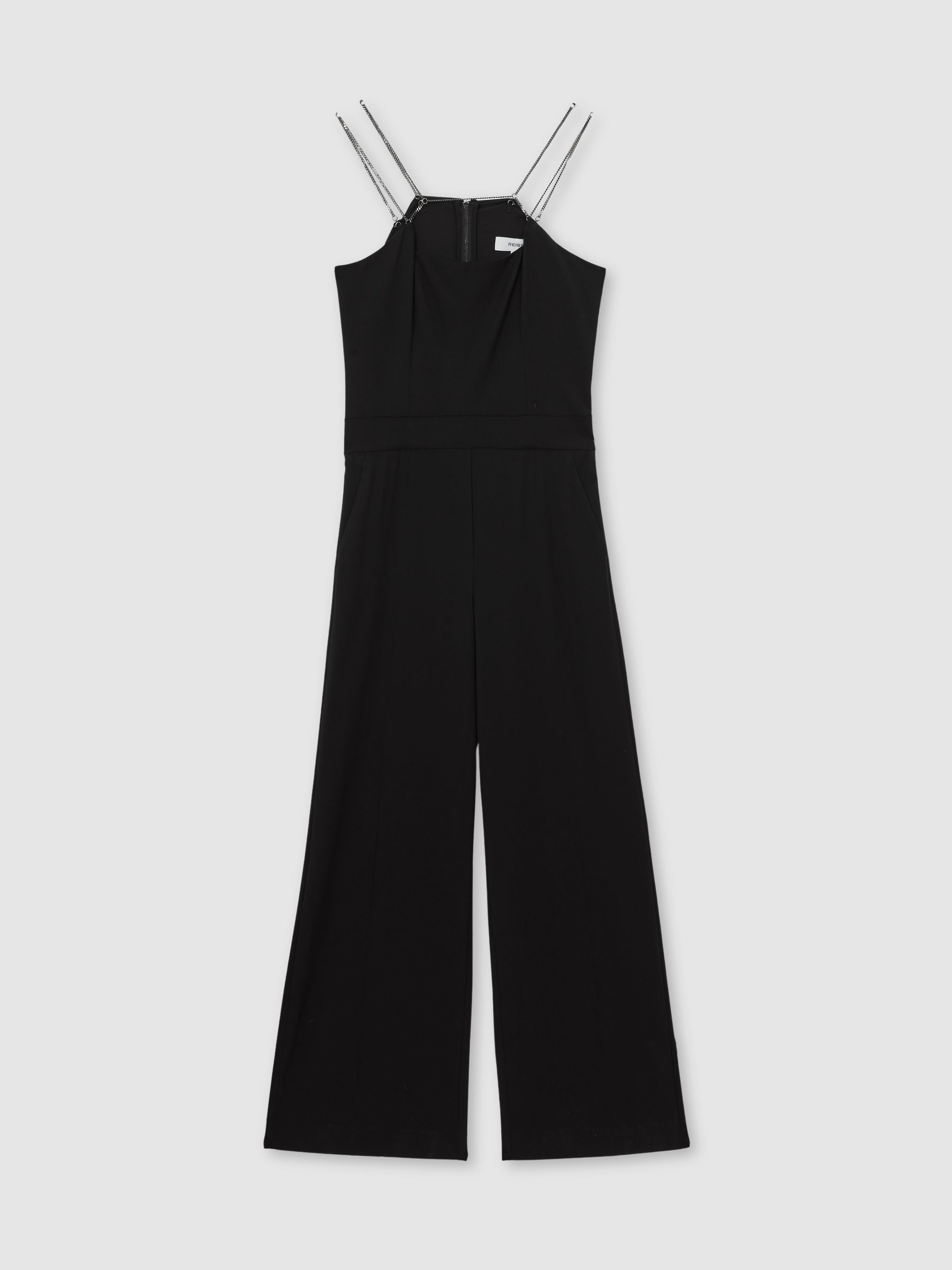 Chain-Strap Wide-Leg Jumpsuit in Black