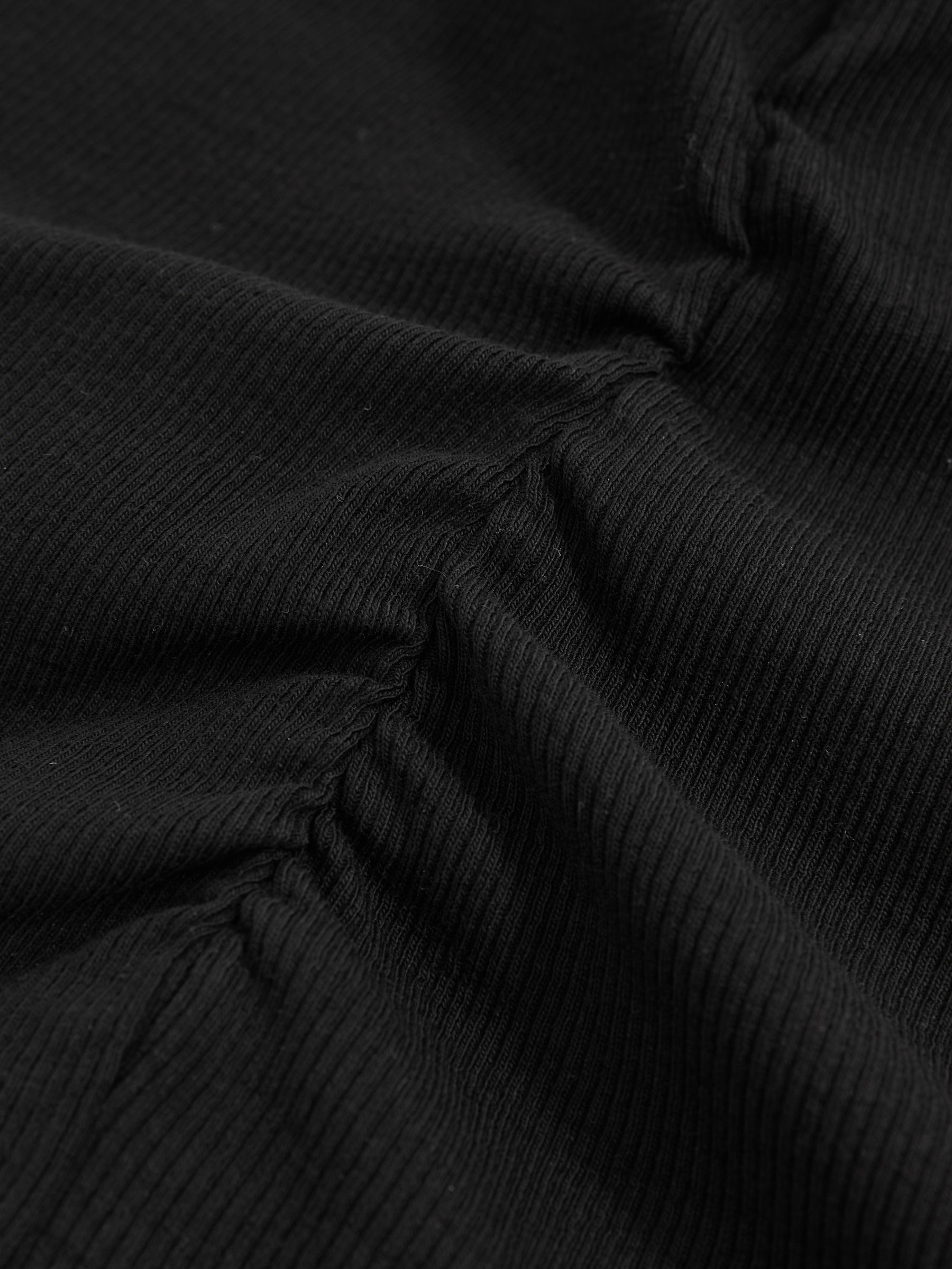 Fine-Rib Ruched Vest Top in Black
