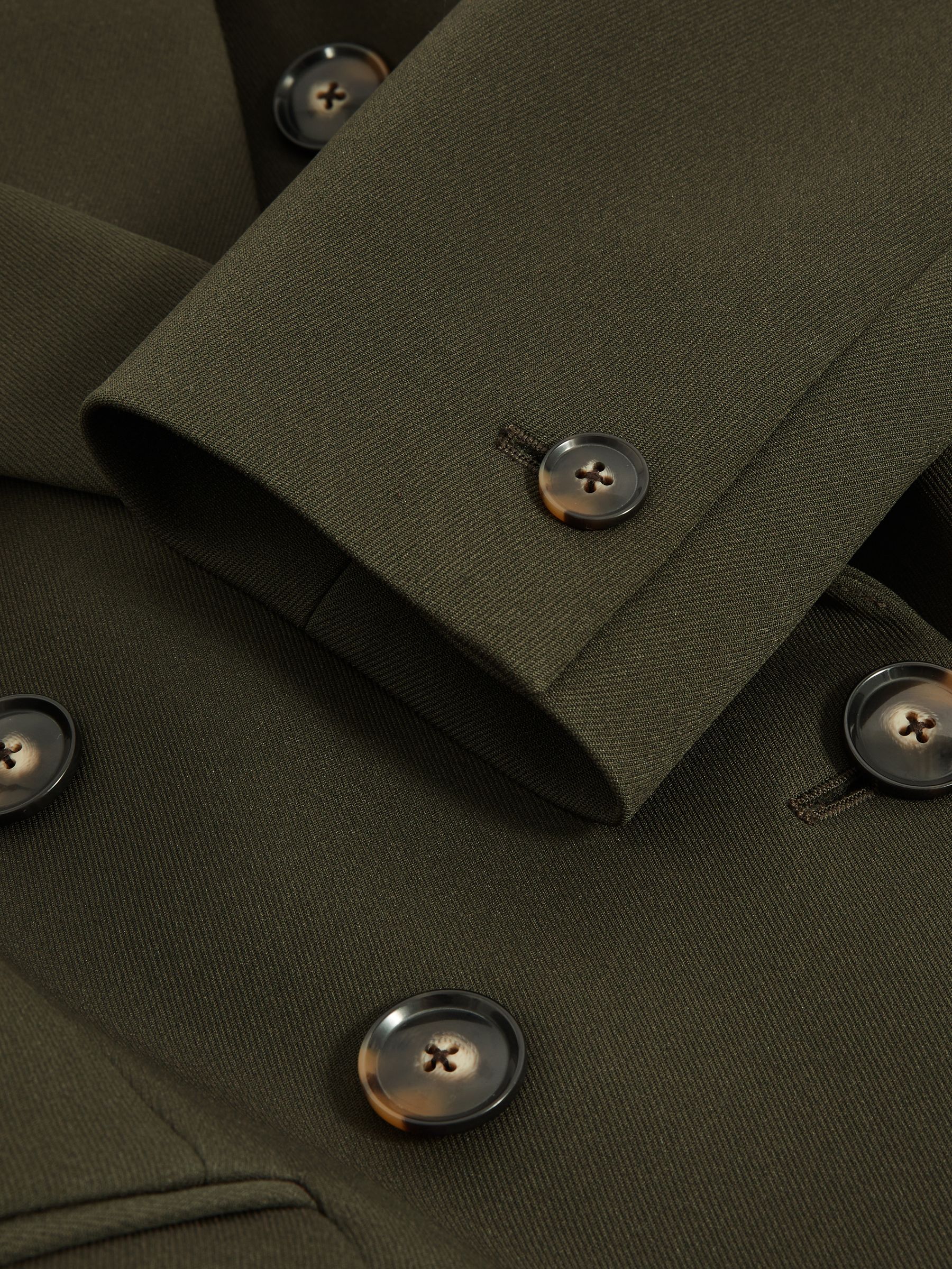 Petite Twill Double-Breasted Blazer in Green