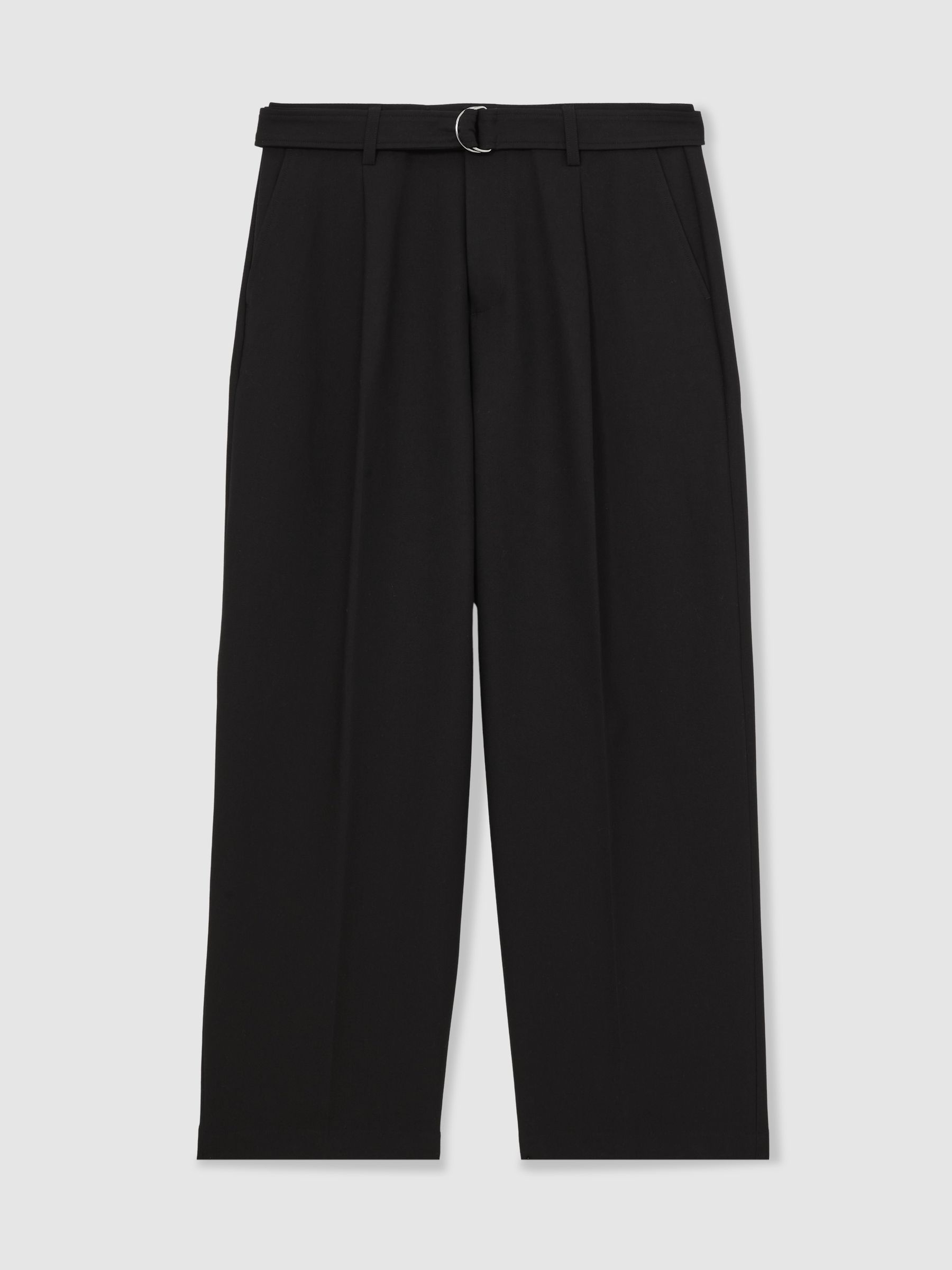 Monogram Relaxed-Fit Belted Trousers in Black